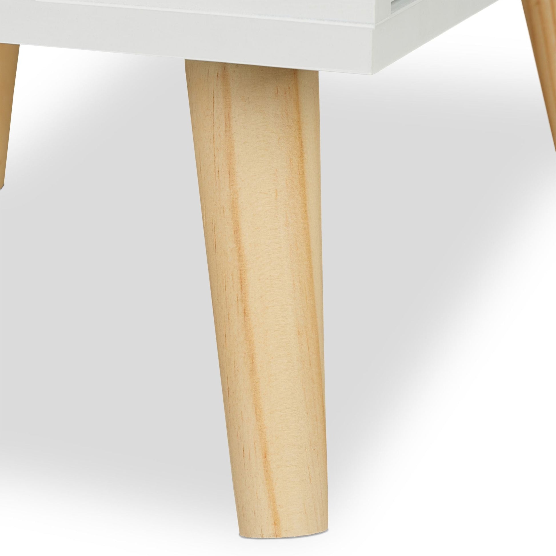 Nachttisch für Kinder mit Schublade Weiss-Hellbraun-Rosa von Relaxdays