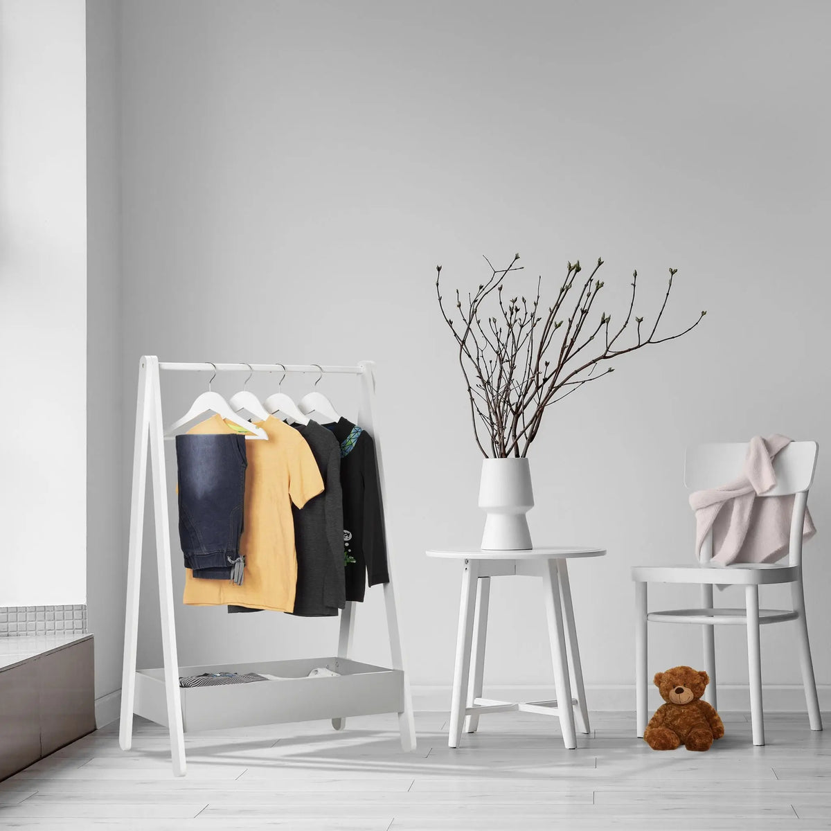 Kleiderständer für Kinder Weiss-Grau von Relaxdays