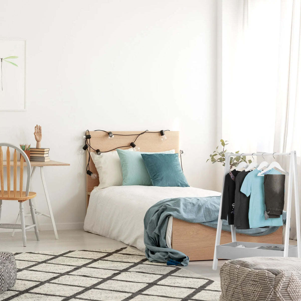 Kleiderständer für Kinder Weiss-Grau von Relaxdays
