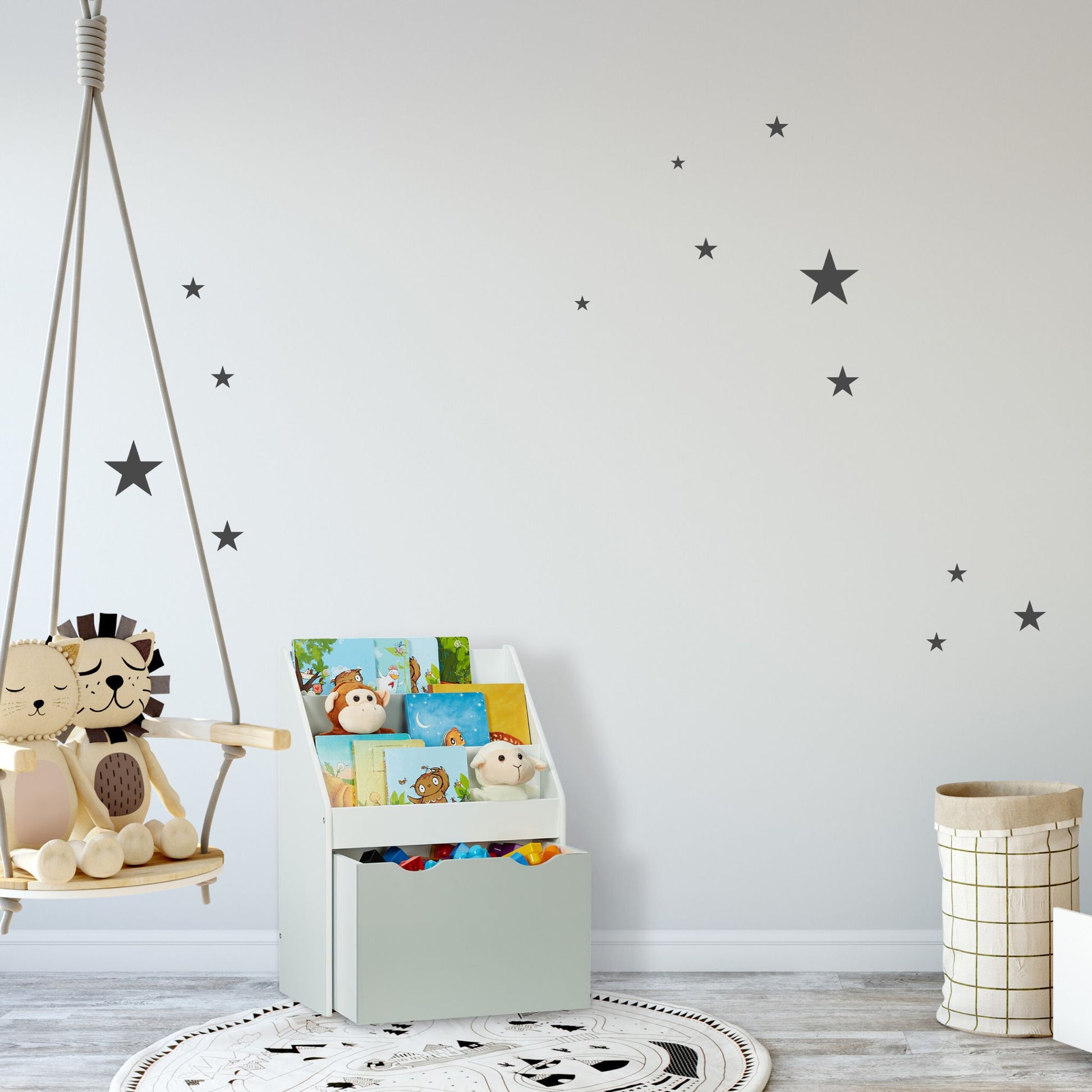 Kinderregal mit Spielzeugkiste Weiss-Grau von Relaxdays