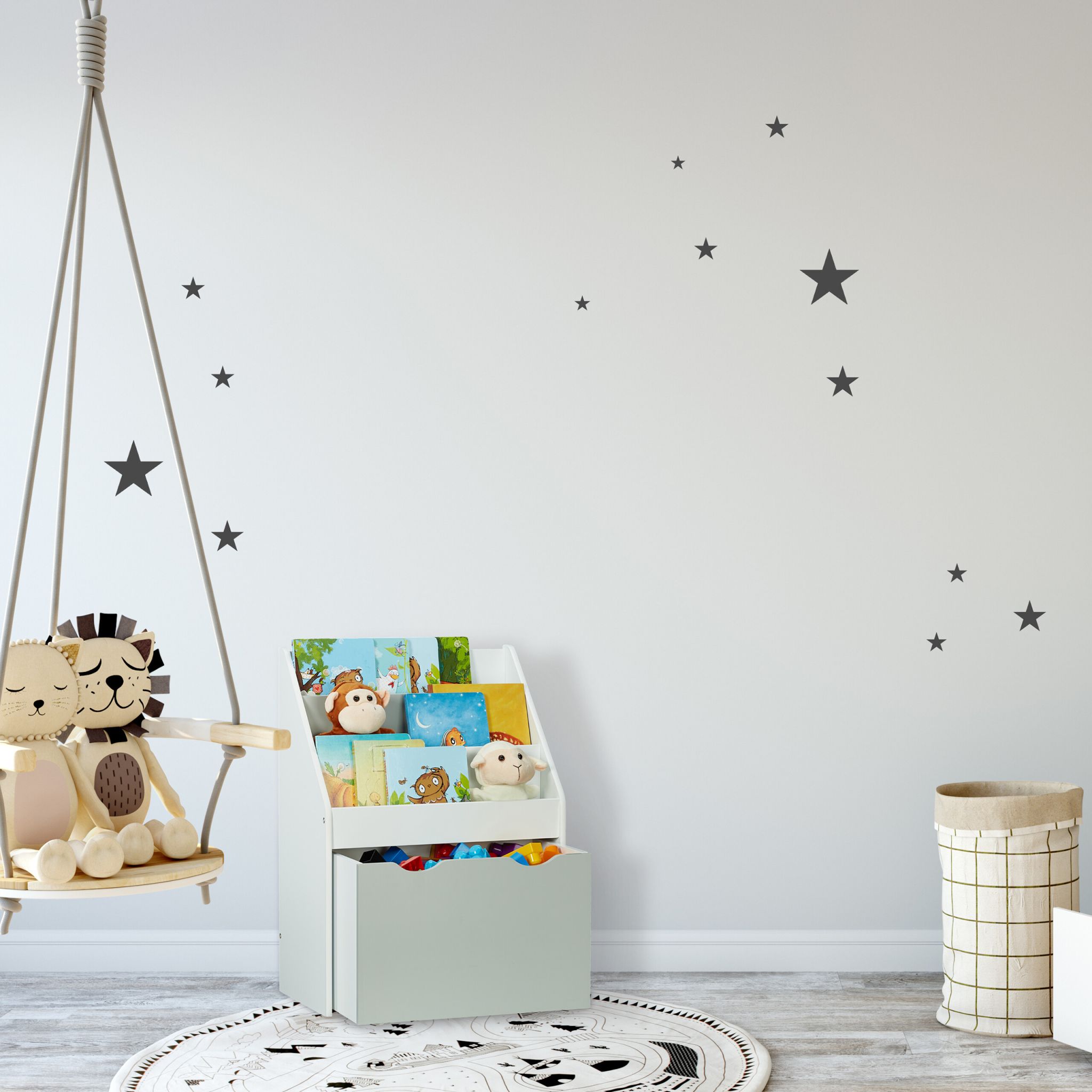 Kinderregal mit Spielzeugkiste Weiss-Grau von Relaxdays