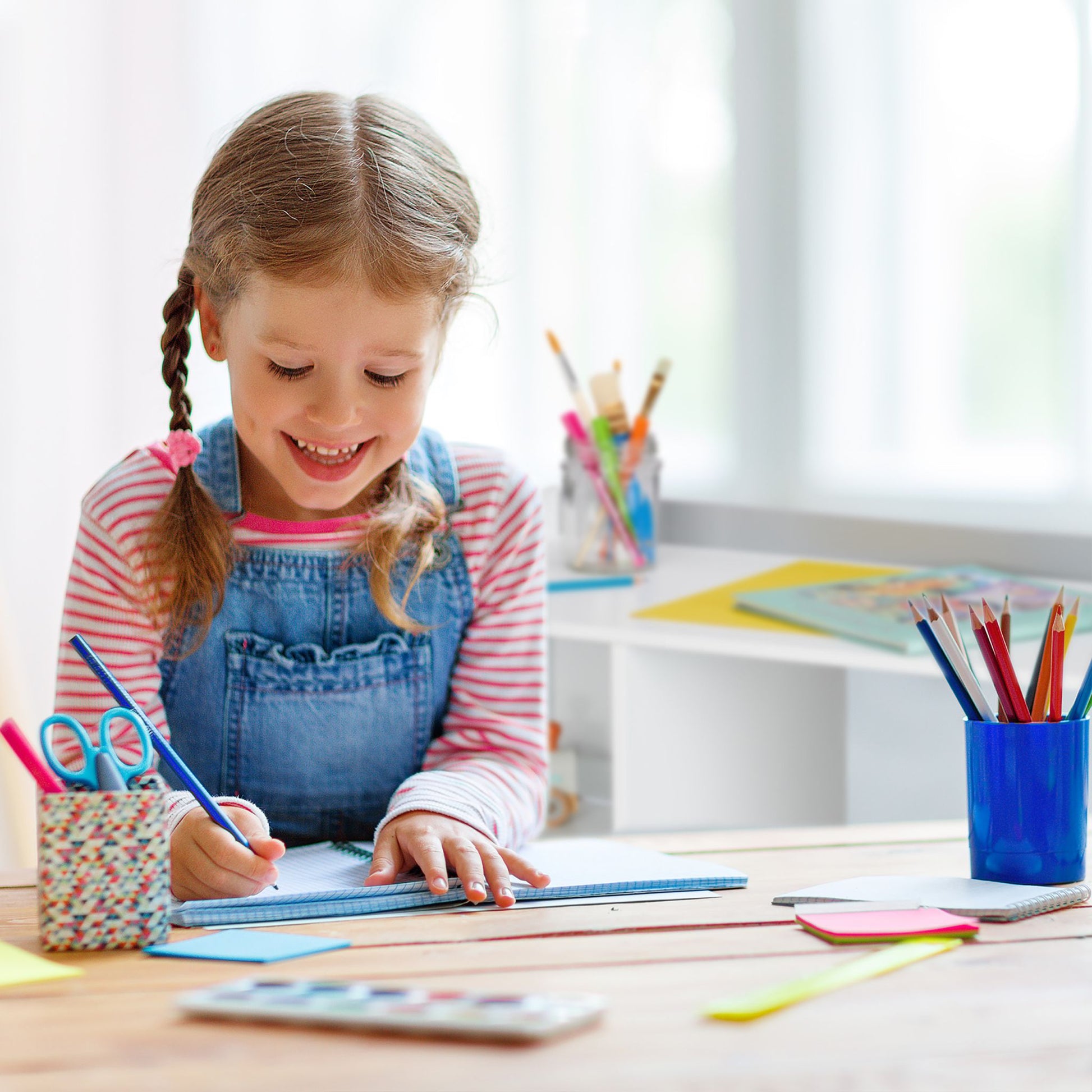 Schreibtisch für Kinder mit Schubladen Weiss-Grau von Relaxdays