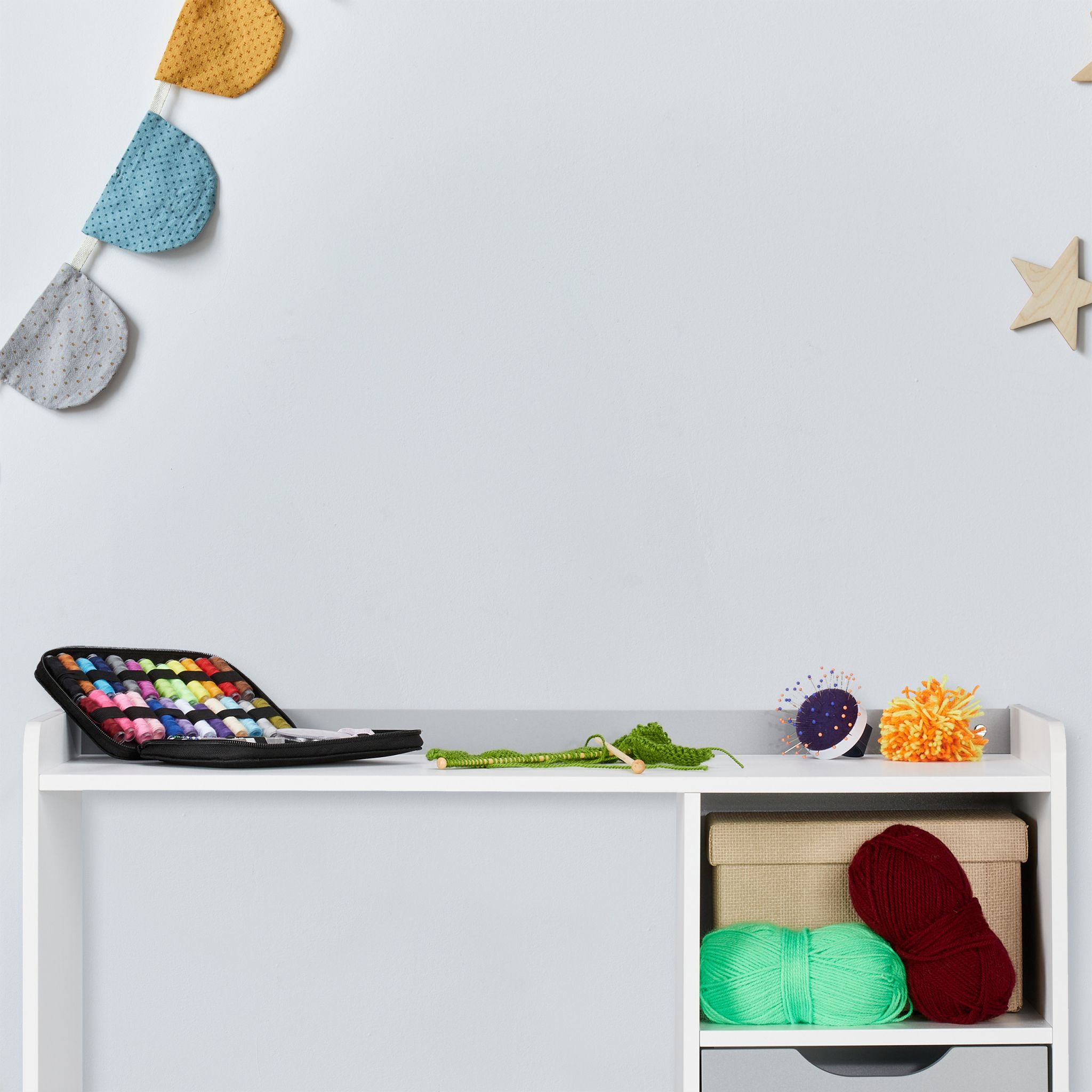 Schreibtisch für Kinder mit Schubladen Weiss-Grau von Relaxdays