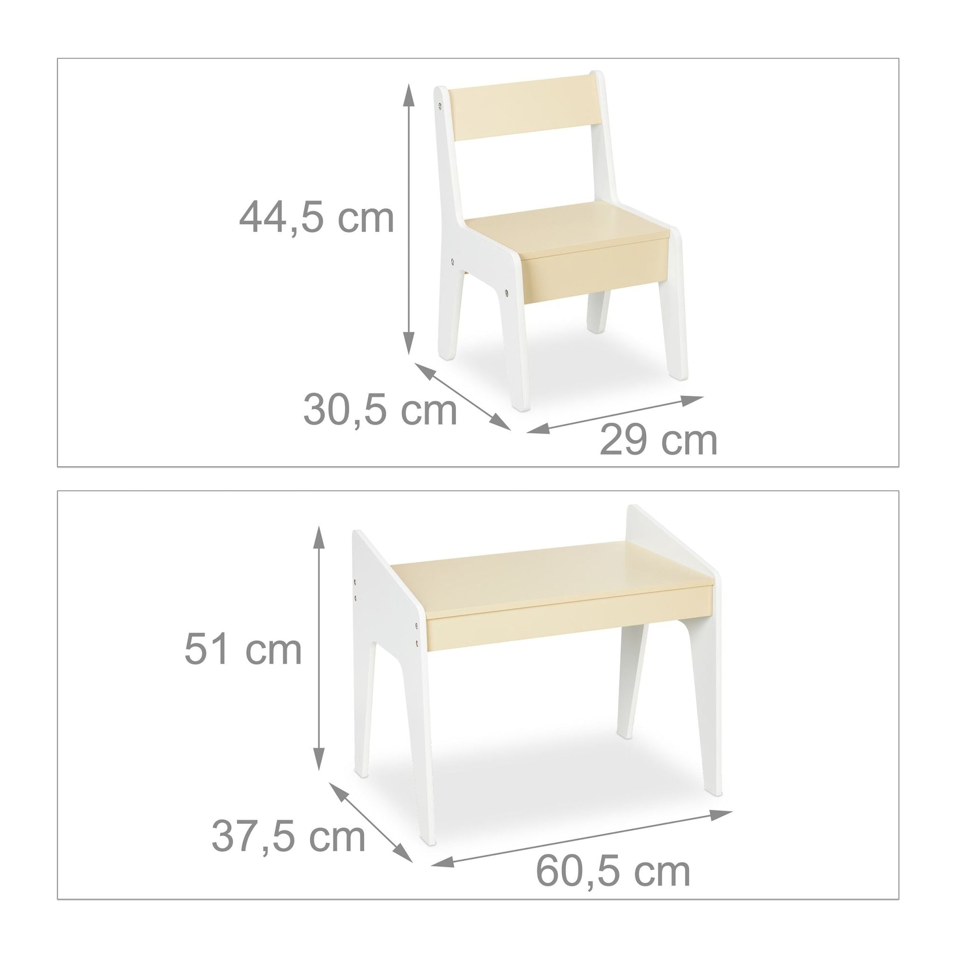 Kindersitzgruppe mit Stuhl Beige-Weiss von Relaxdays