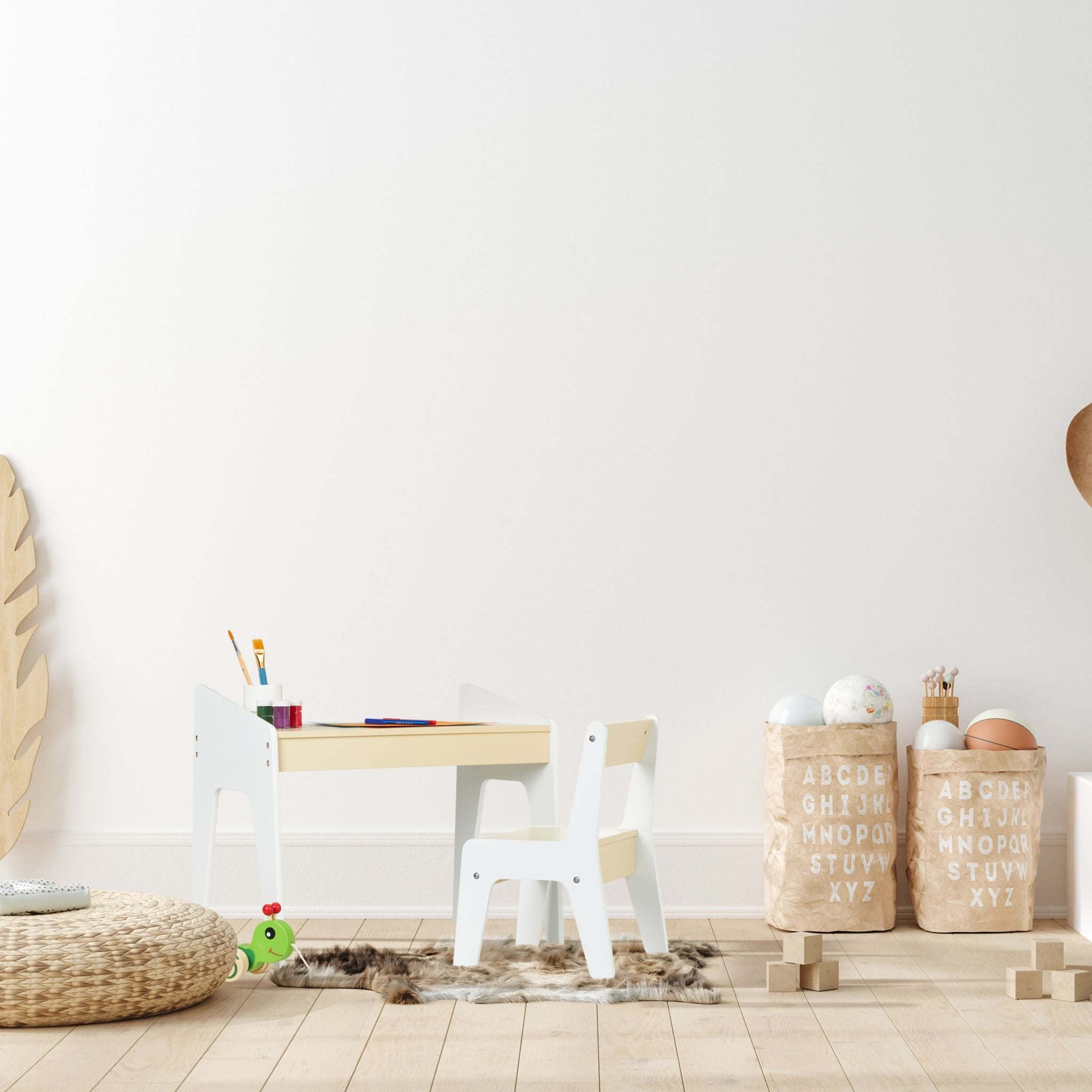 Kindersitzgruppe mit Stuhl Beige-Weiss von Relaxdays