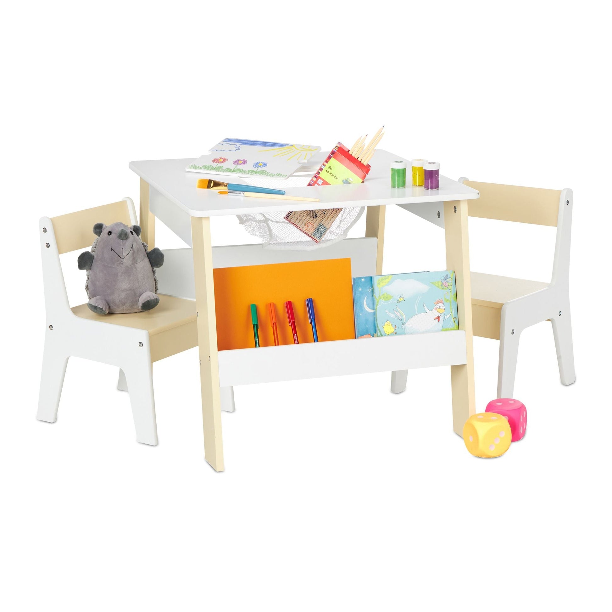 Kindersitzgruppe 3tlg. Beige-Weiss von Relaxdays