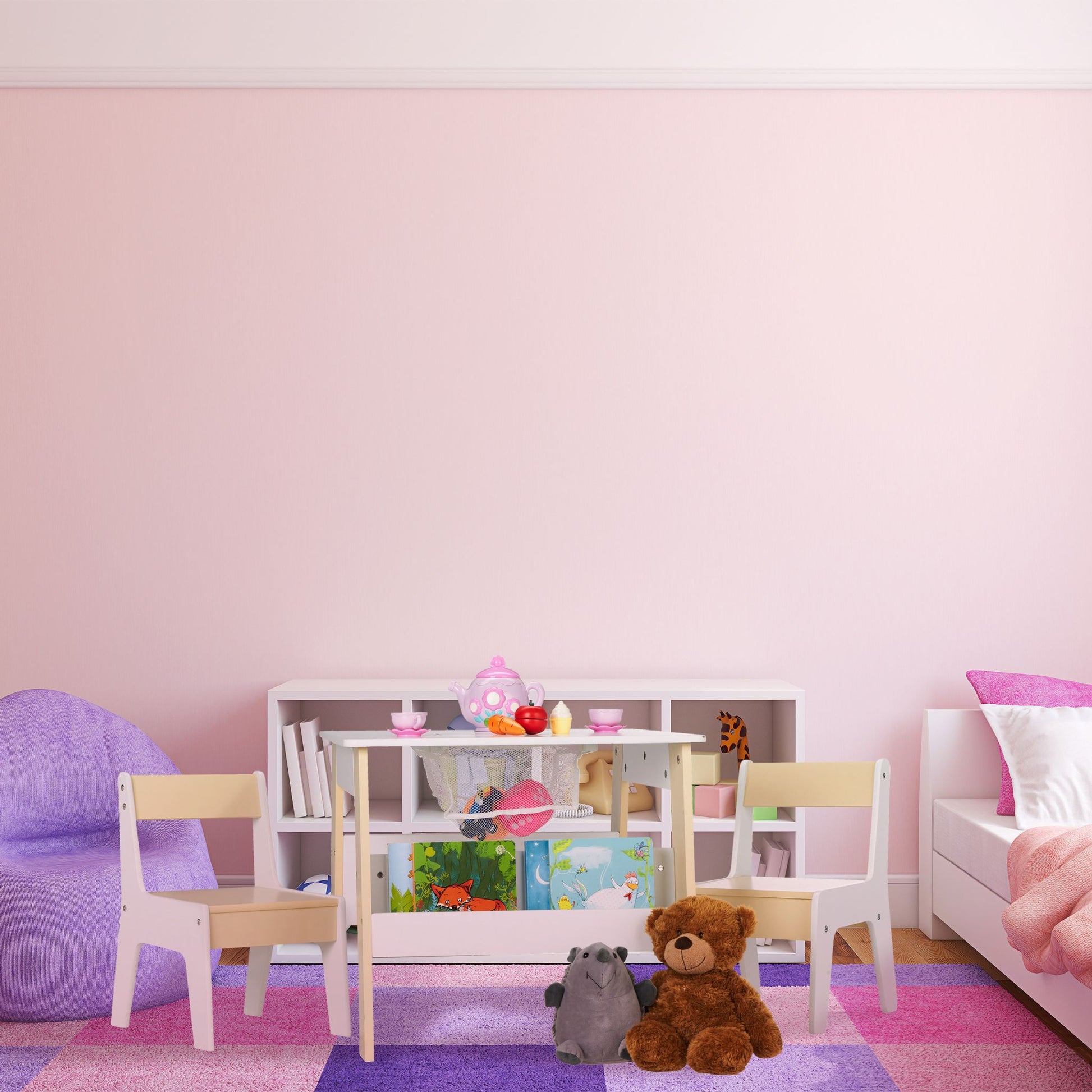 Kindersitzgruppe 3tlg. Beige-Weiss von Relaxdays