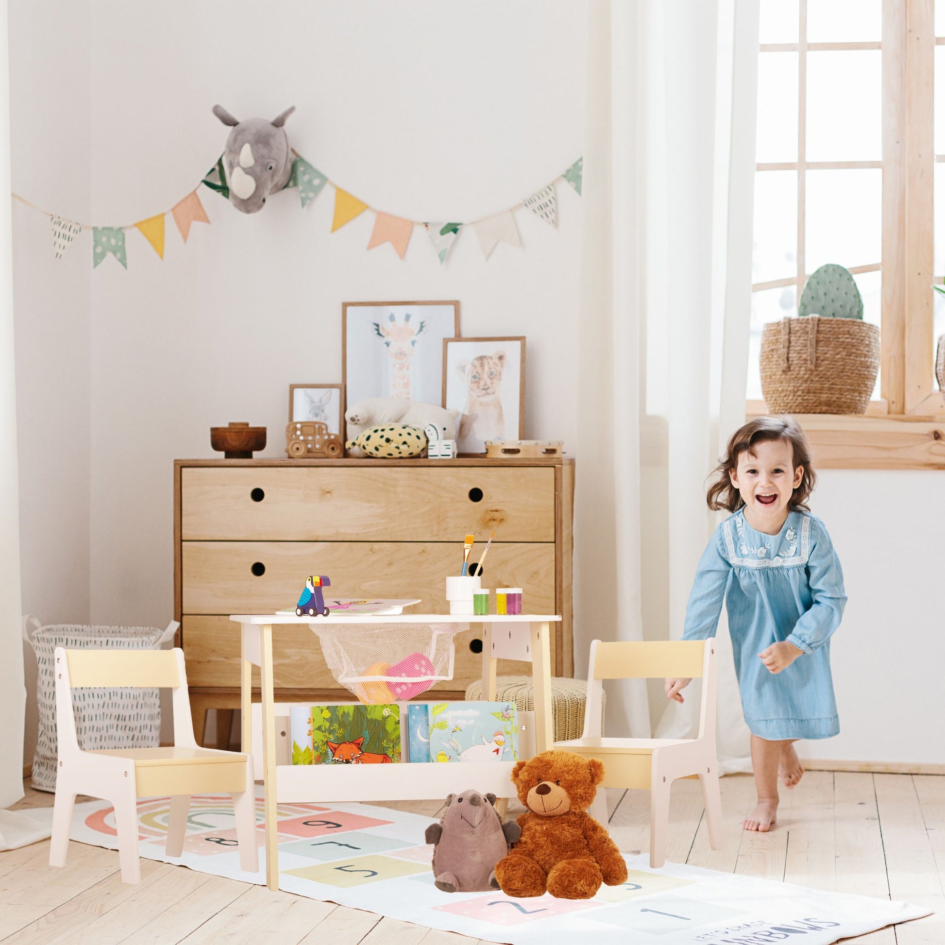 Kindersitzgruppe 3tlg. Beige-Weiss von Relaxdays