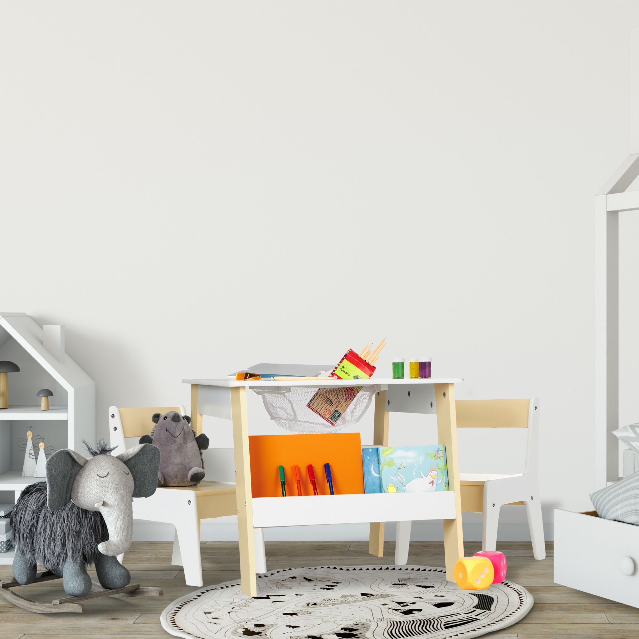 Kindersitzgruppe 3tlg. Beige-Weiss von Relaxdays