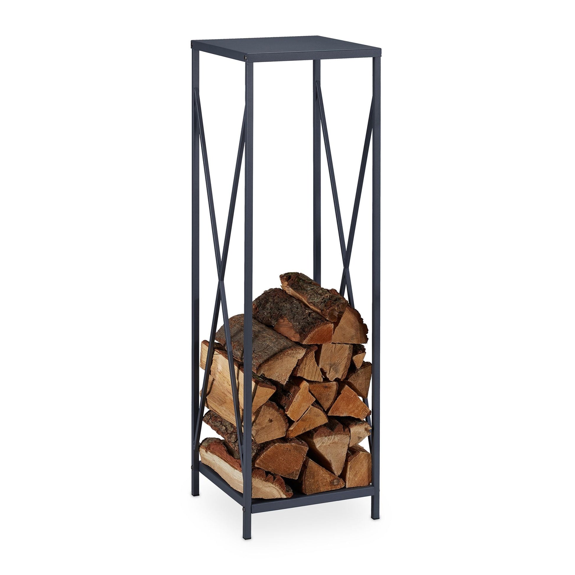 Kaminholzregal Metall Grau von Relaxdays