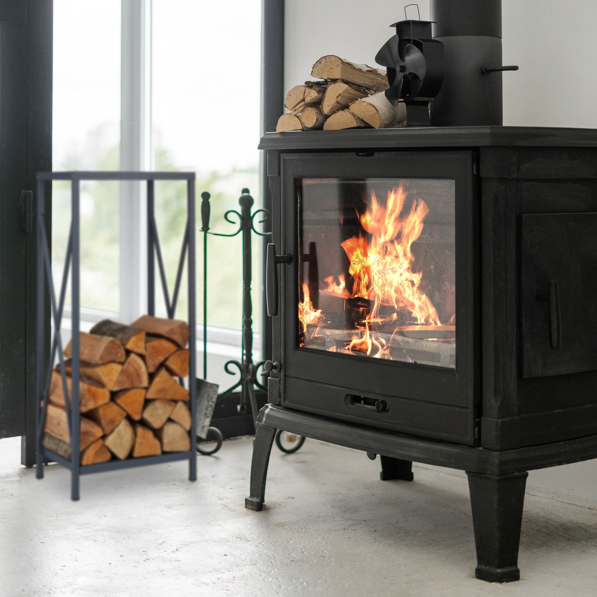 Kaminholzregal Stahl Grau von Relaxdays