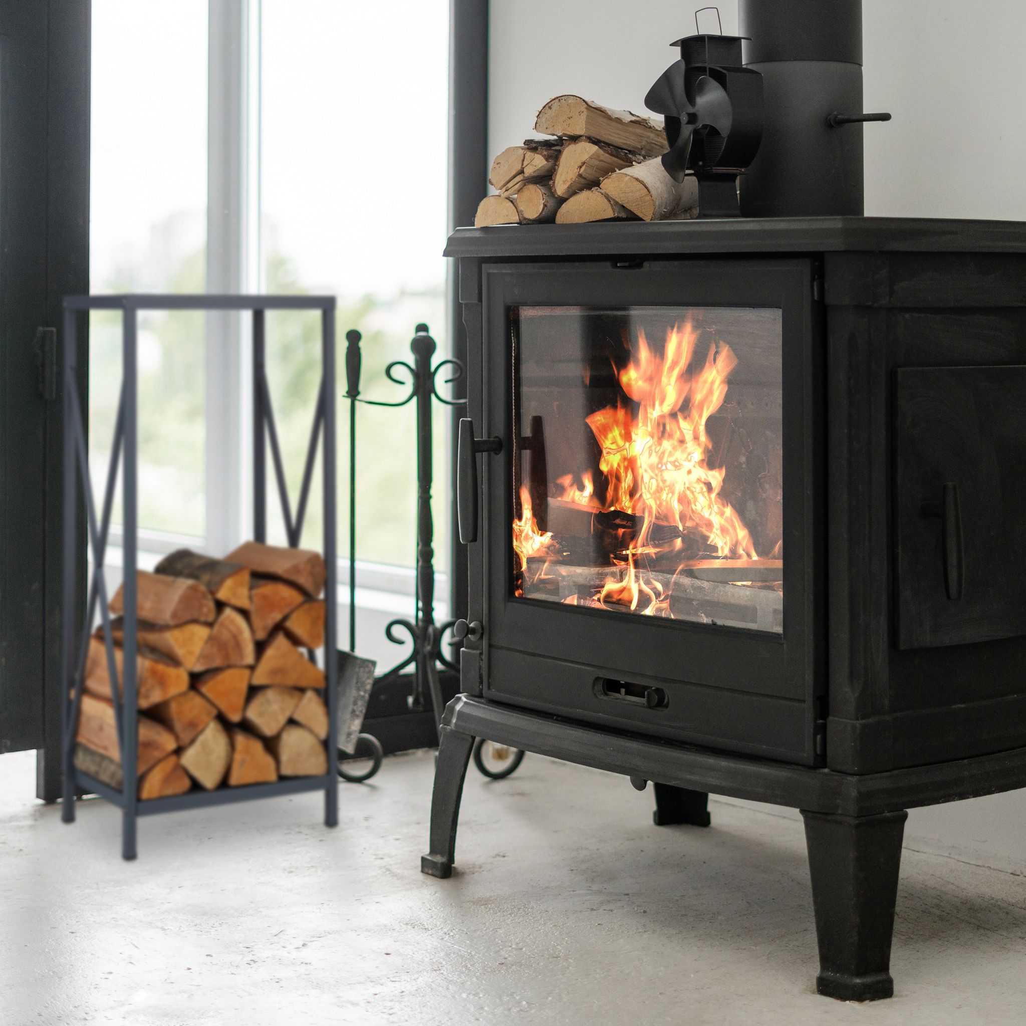 Kaminholzregal Stahl Grau von Relaxdays