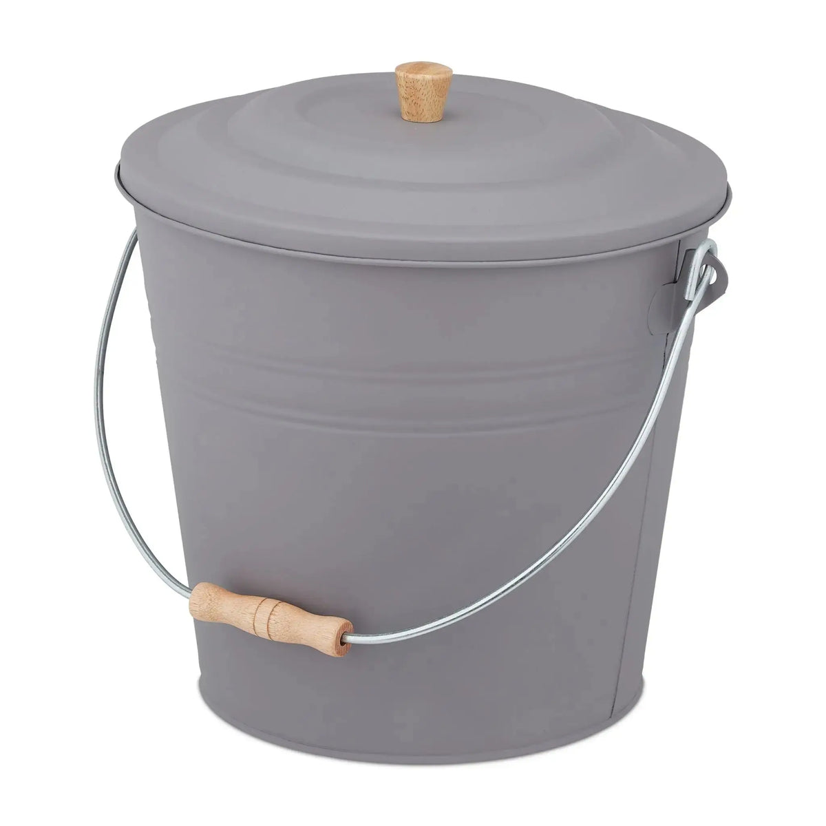 Ascheeimer mit Deckel 12l Hellbraun-Grau von Relaxdays