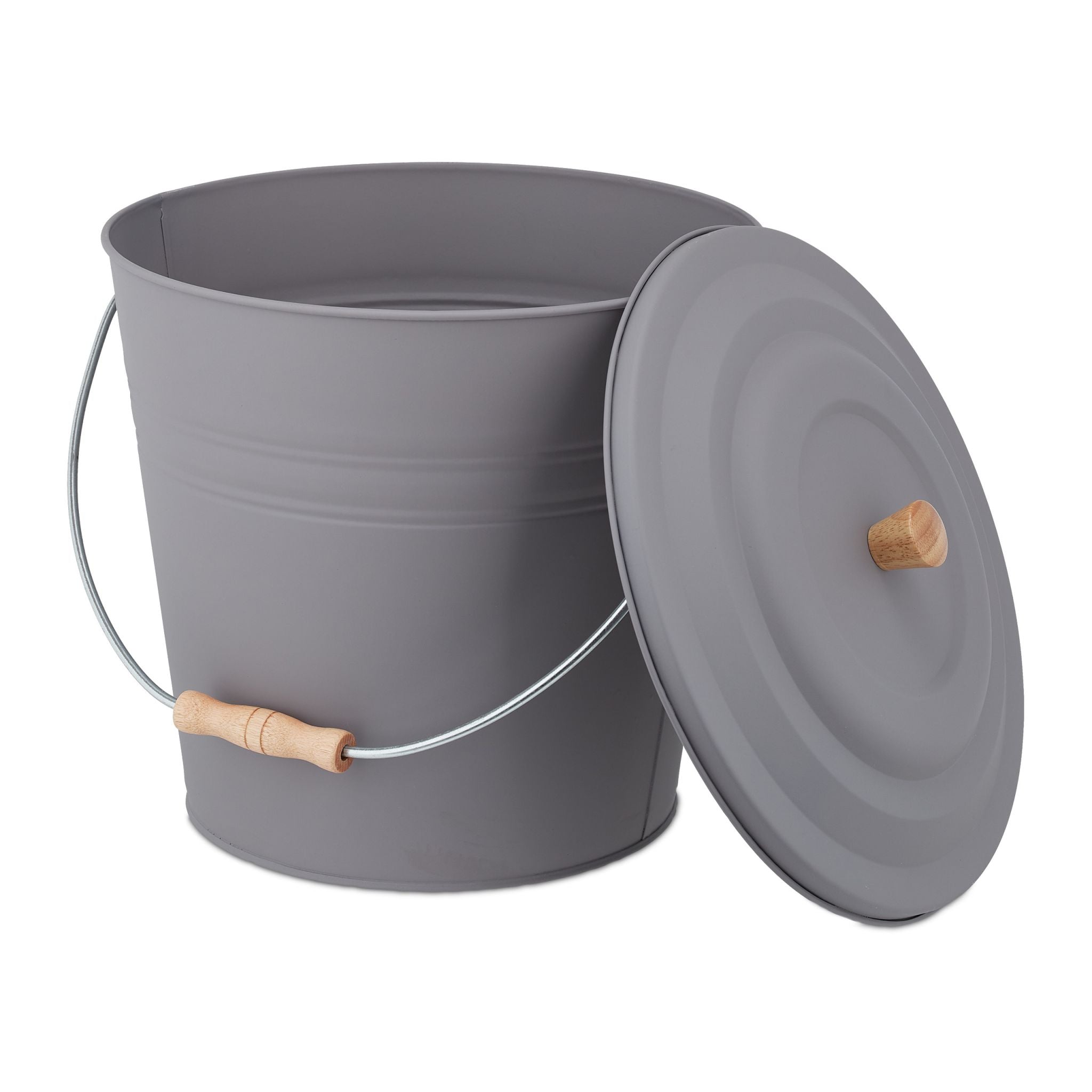 Ascheeimer mit Deckel 12l Hellbraun-Grau von Relaxdays