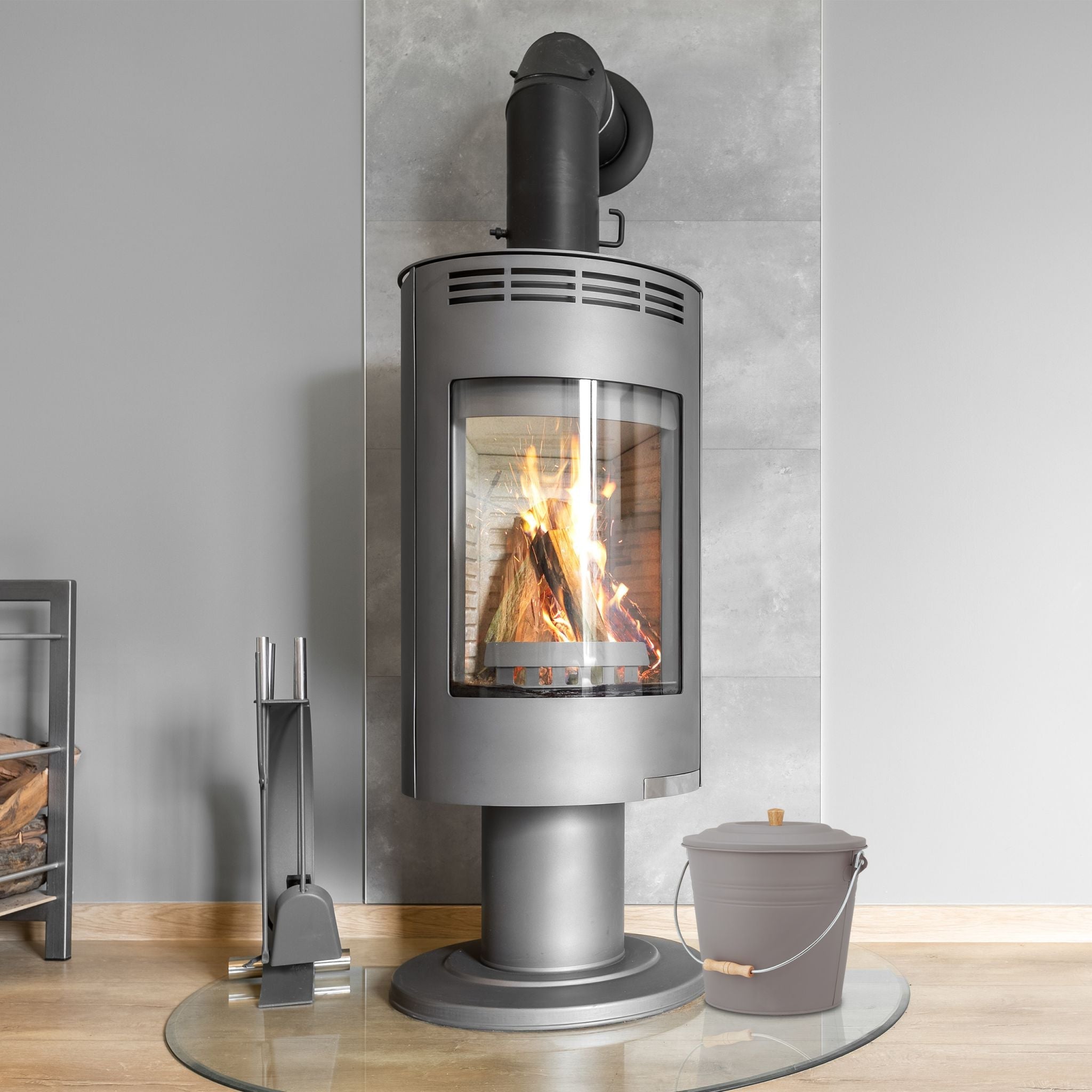 Ascheeimer mit Deckel 12l Hellbraun-Grau von Relaxdays