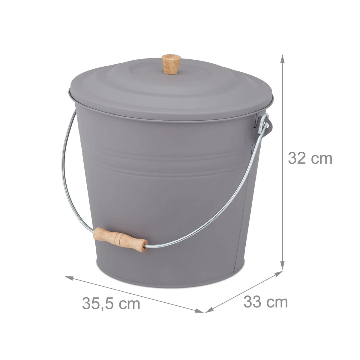 Ascheeimer mit Deckel 12l Hellbraun-Grau von Relaxdays