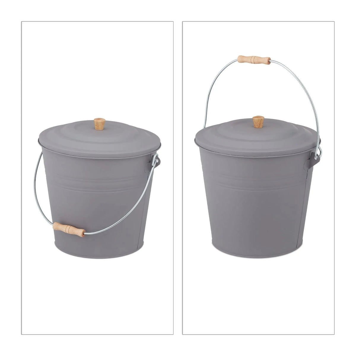 Ascheeimer mit Deckel 12l Hellbraun-Grau von Relaxdays