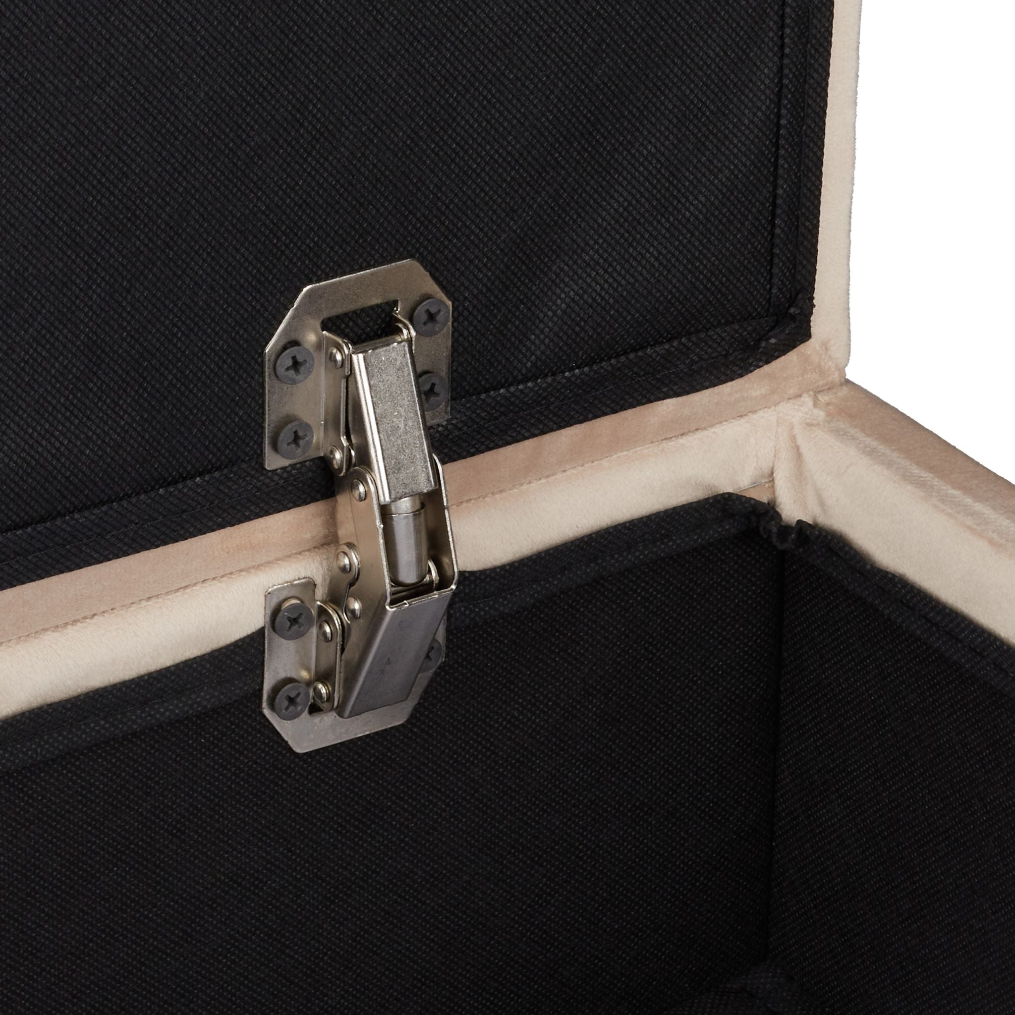Samthocker mit Stauraum Creme-Hellbraun von Relaxdays