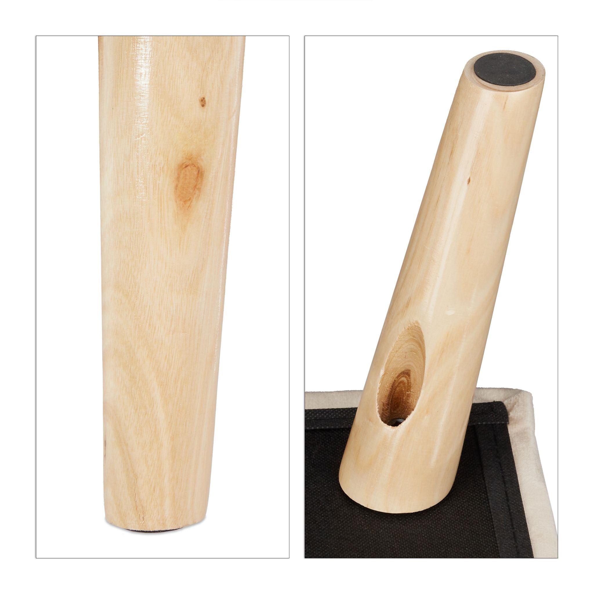 Samthocker mit Stauraum Creme-Hellbraun von Relaxdays