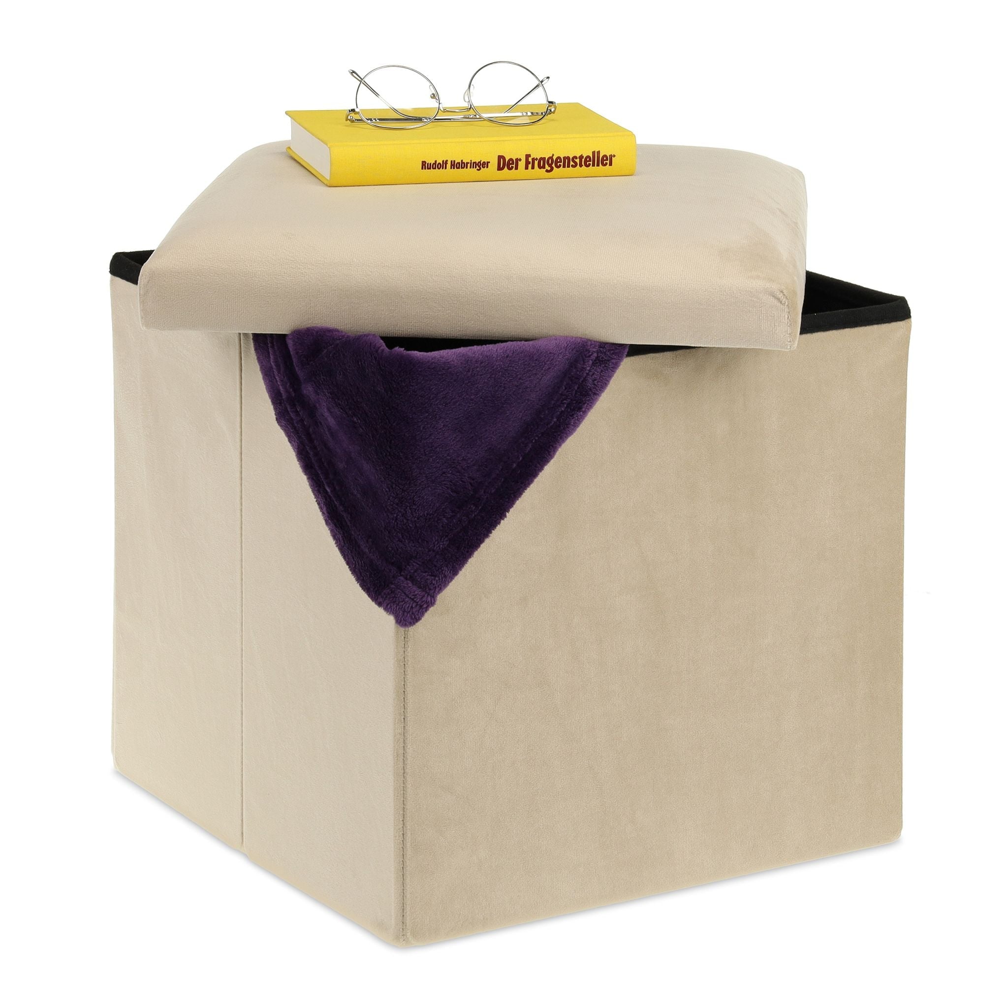 Sitzhocker mit Stauraum Creme von Relaxdays