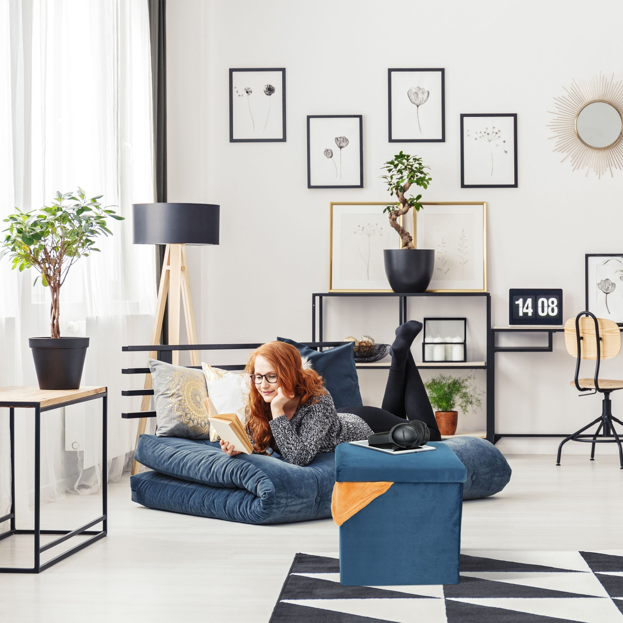 Sitzhocker mit Stauraum Creme von Relaxdays