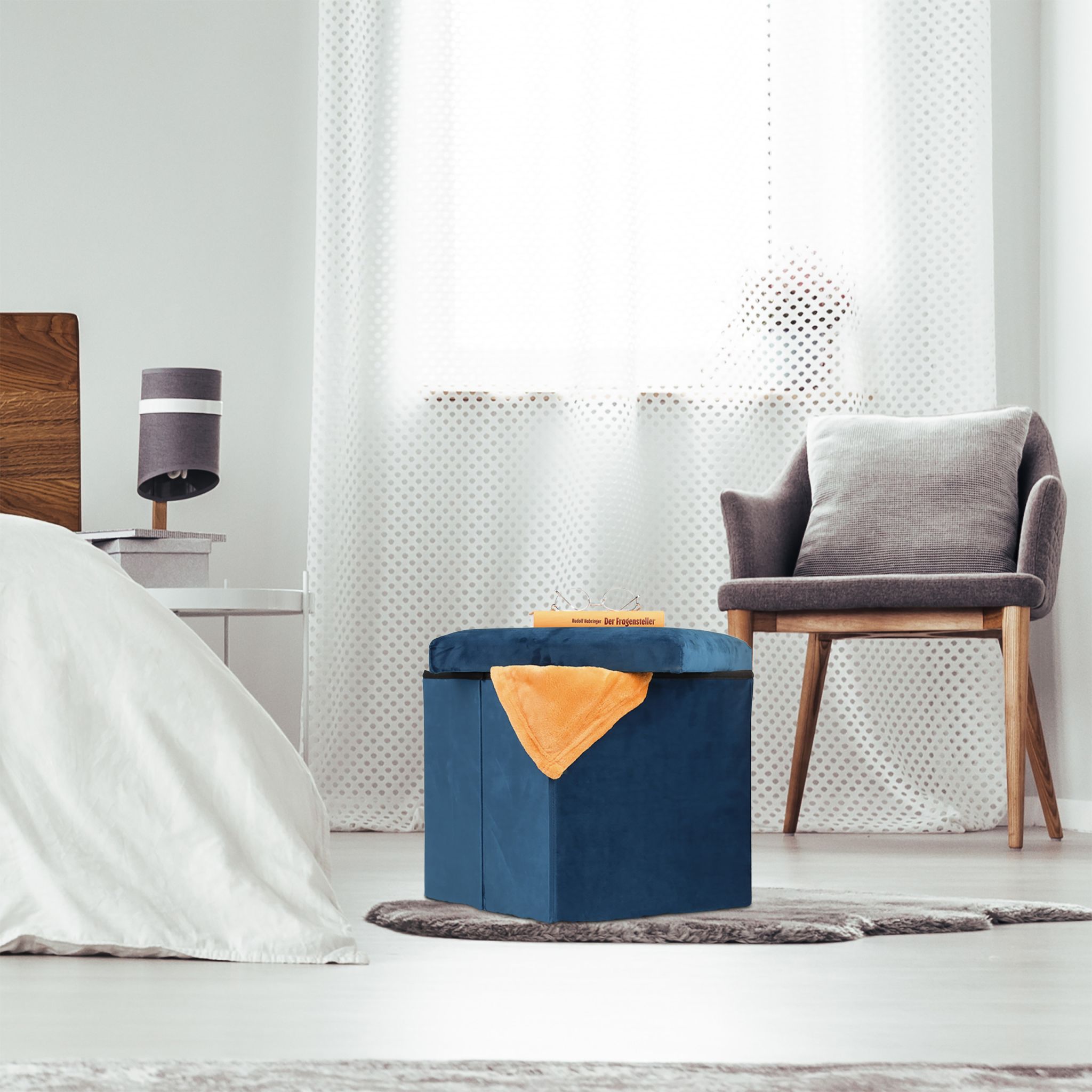Sitzhocker mit Stauraum Creme von Relaxdays