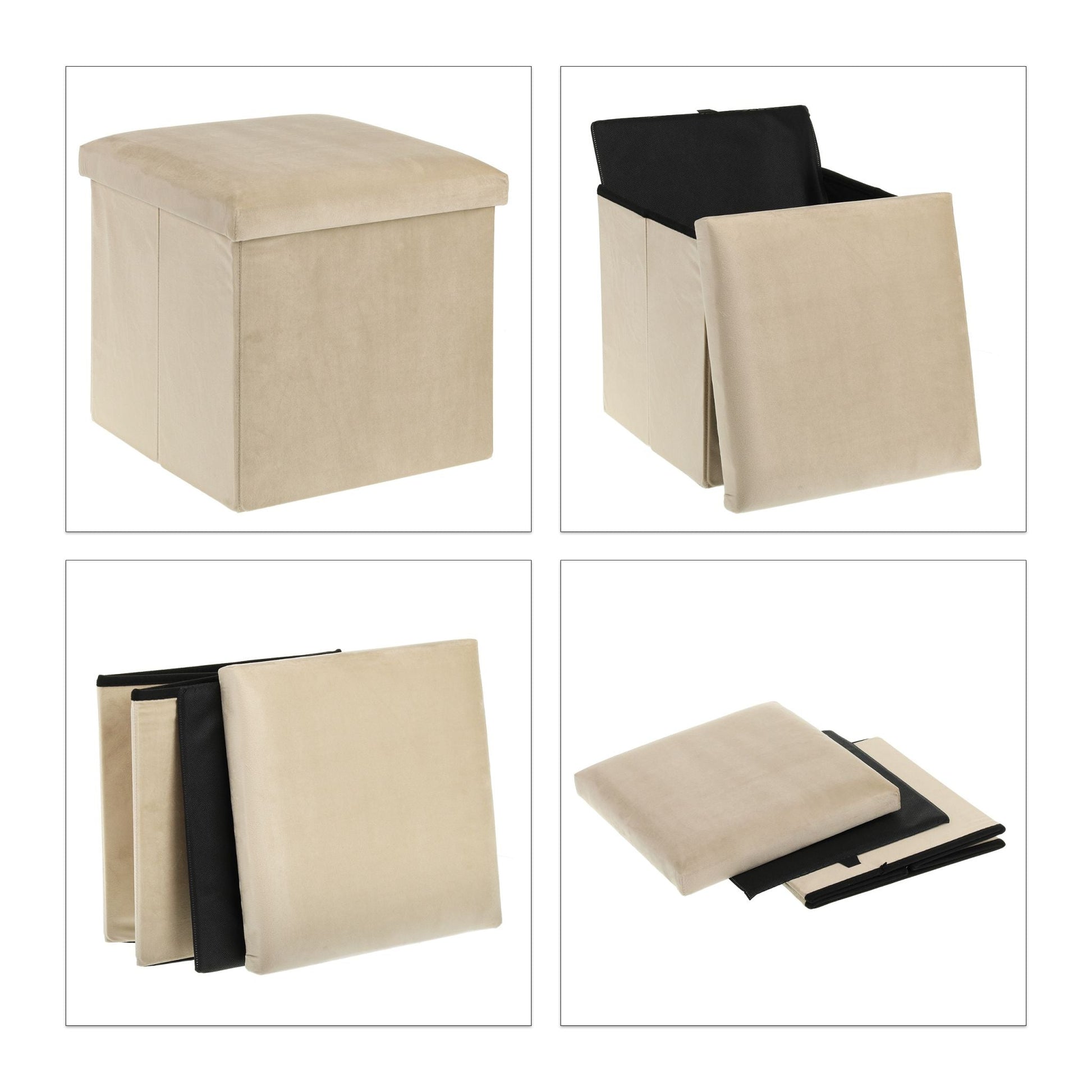 Sitzhocker mit Stauraum Creme von Relaxdays