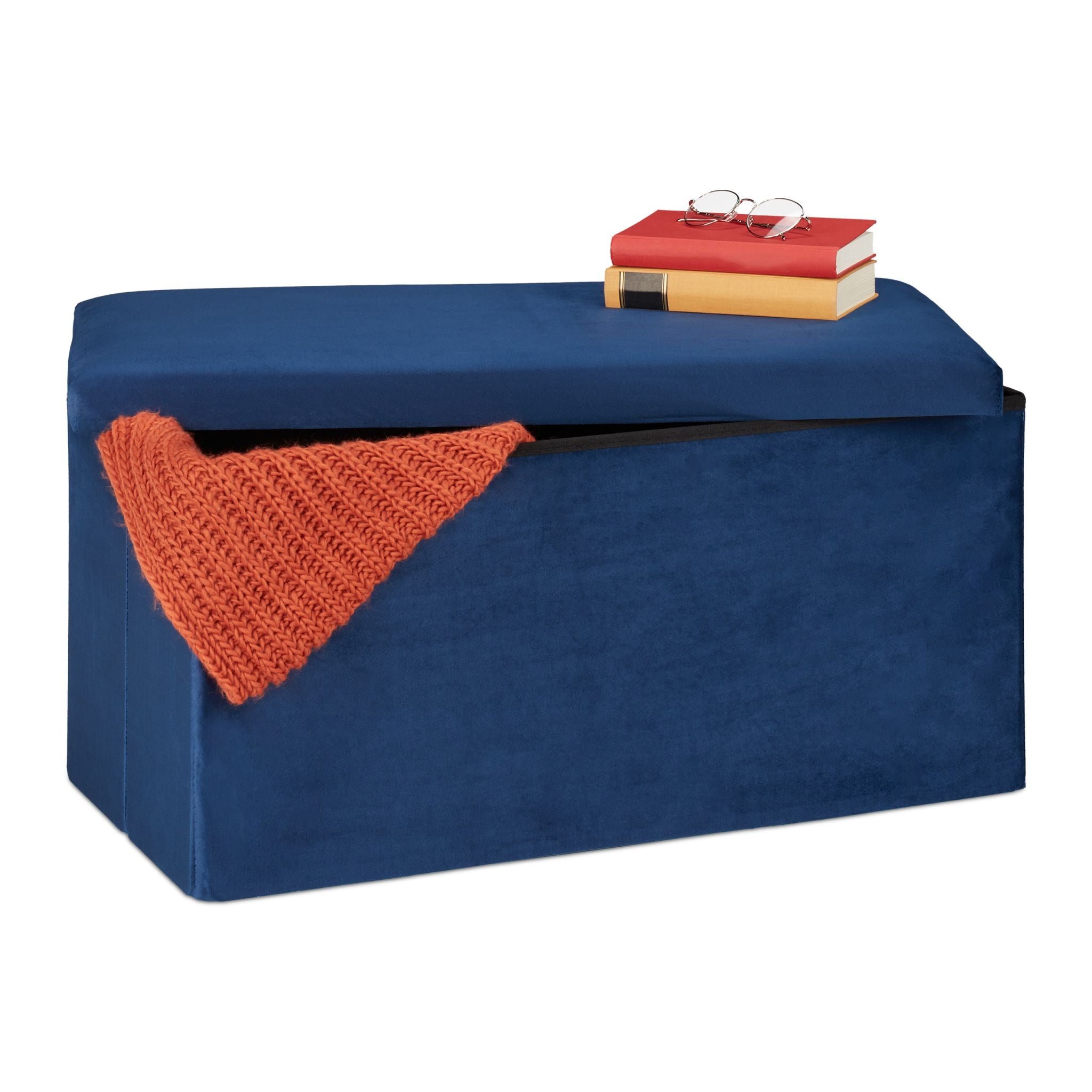 Faltbare Samt Sitzbank Blau von Relaxdays