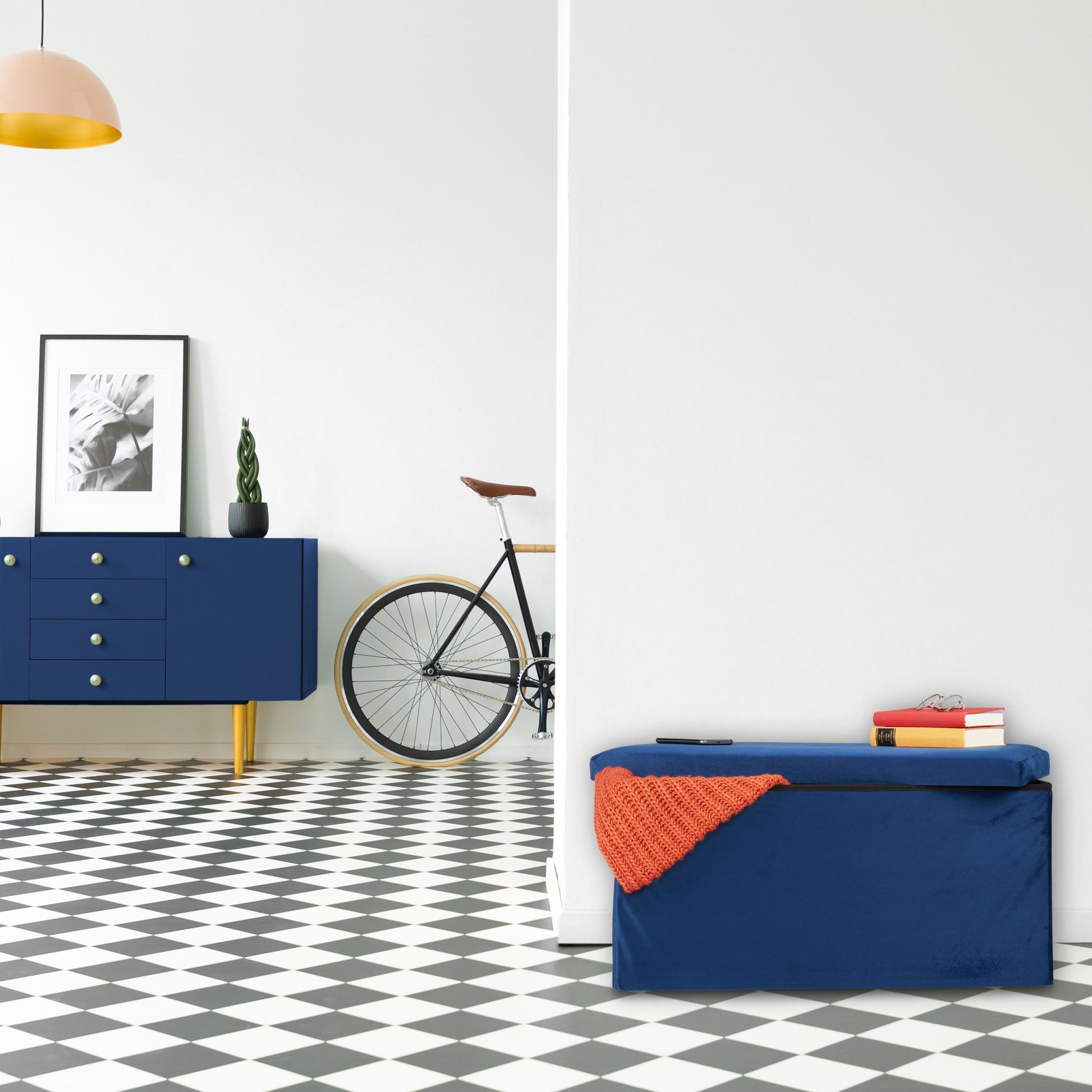 Faltbare Samt Sitzbank Blau von Relaxdays