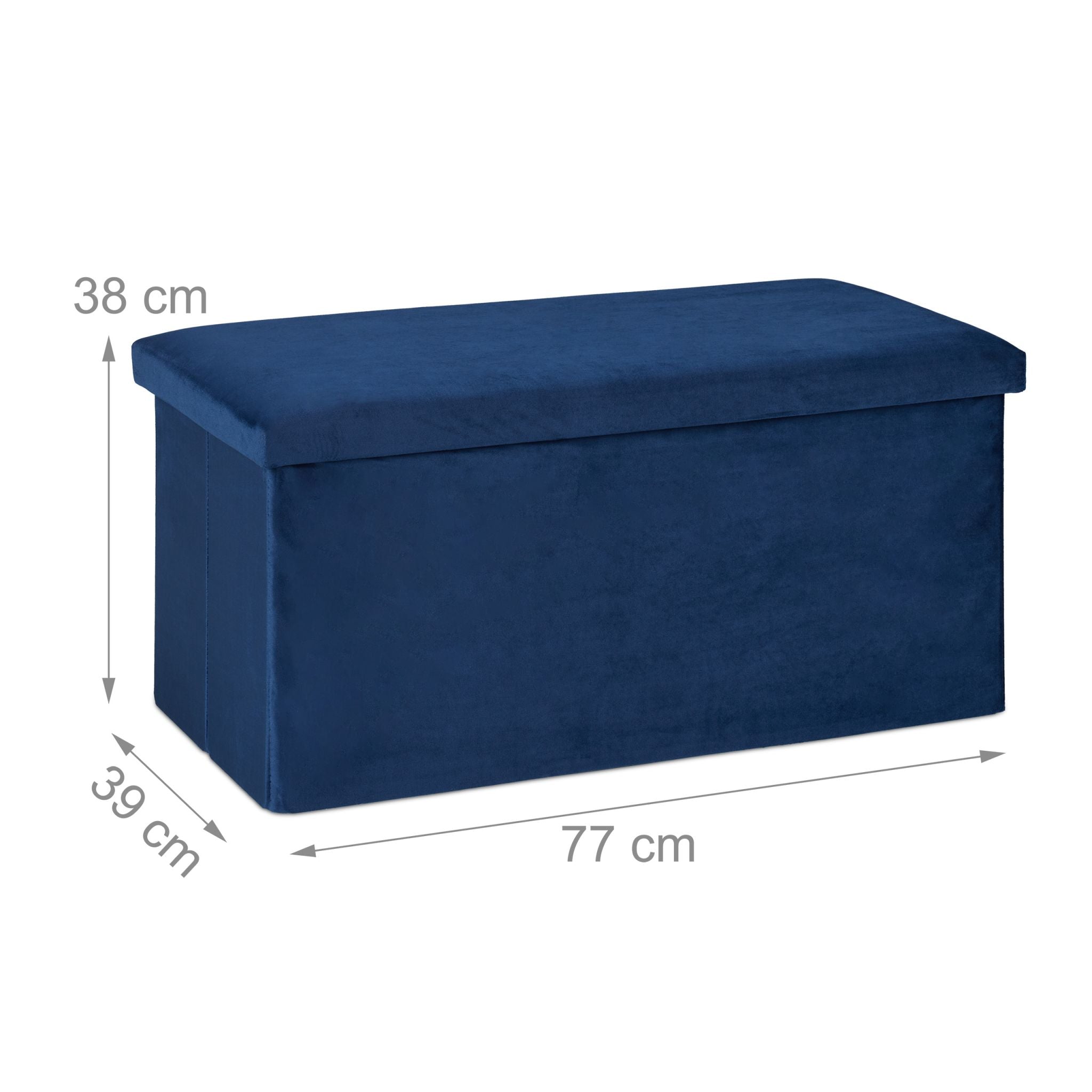 Faltbare Samt Sitzbank Blau von Relaxdays