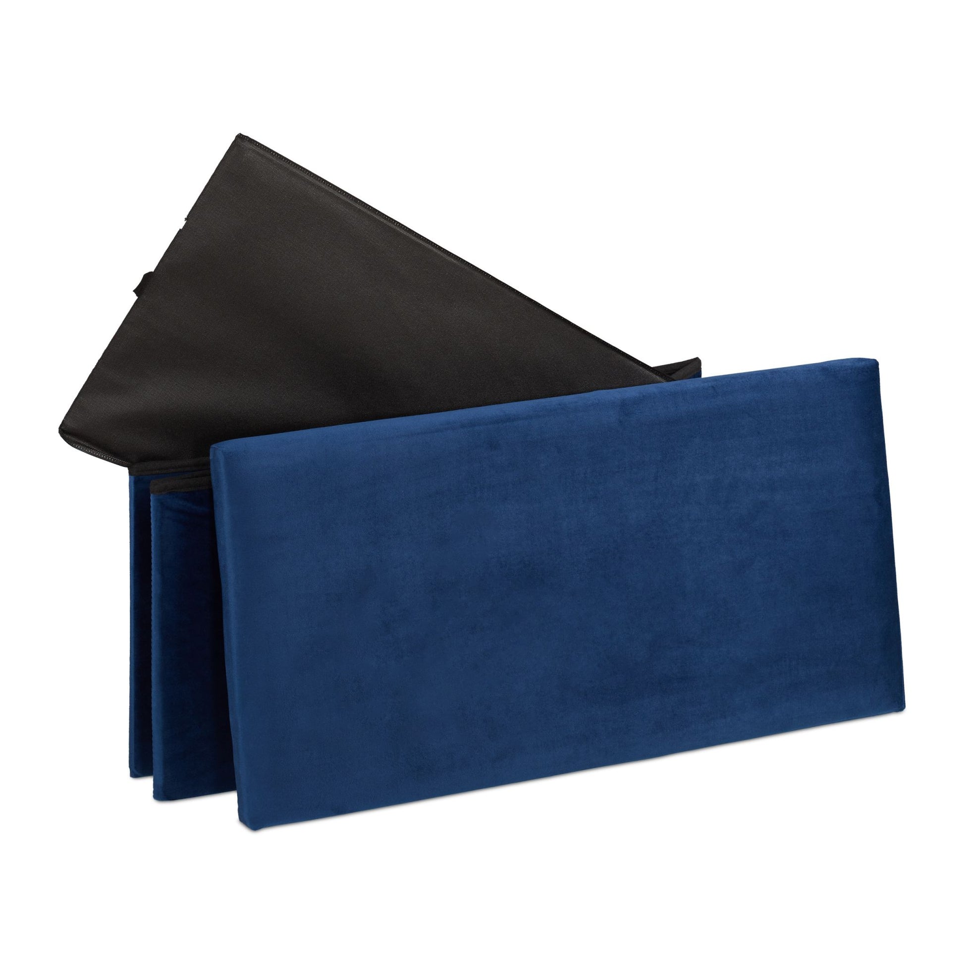 Faltbare Samt Sitzbank Blau von Relaxdays
