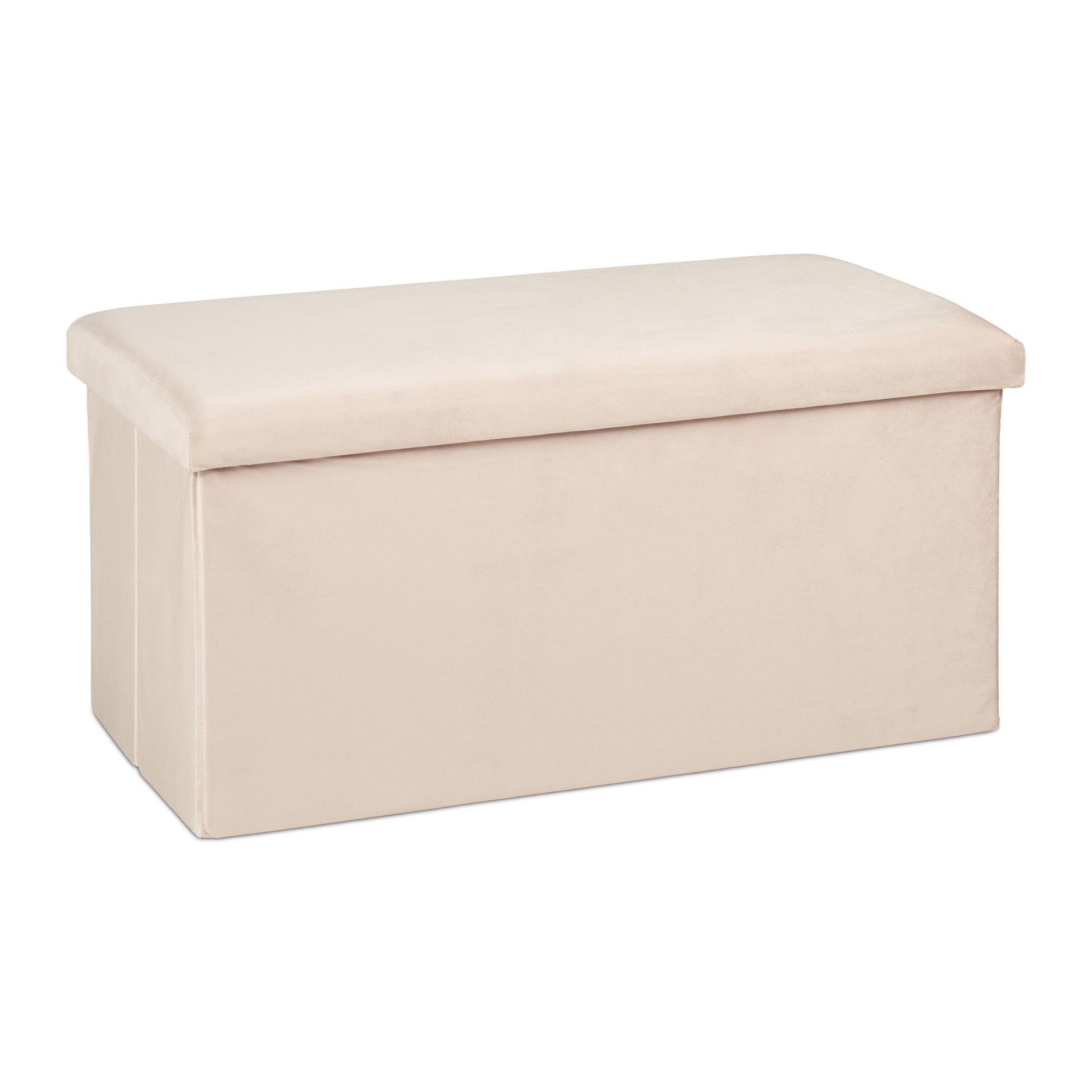 Faltbare Samt Sitzbank Creme von Relaxdays