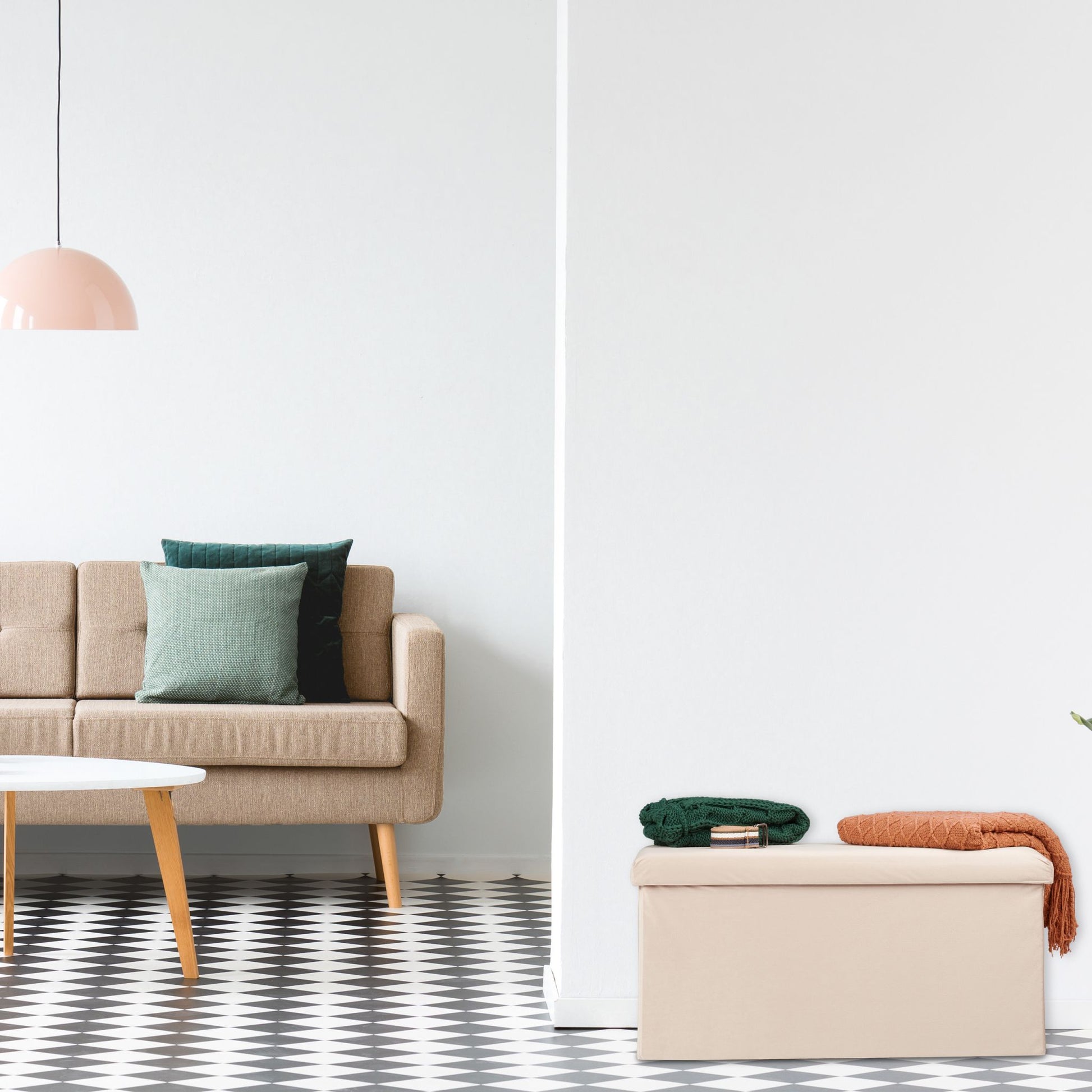 Faltbare Samt Sitzbank Creme von Relaxdays