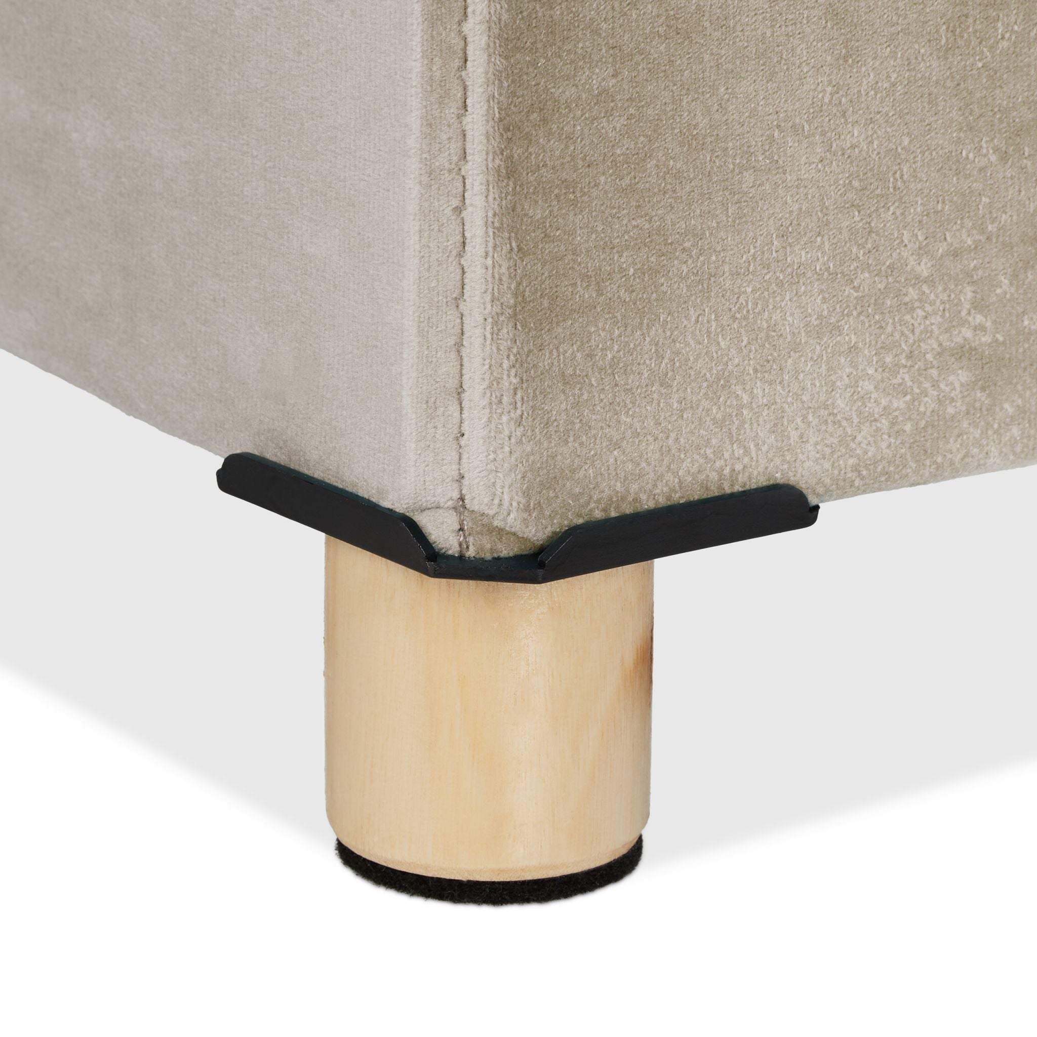 Sitzbank mit Samtbezug und Holzfüsse Creme-Hellbraun von Relaxdays