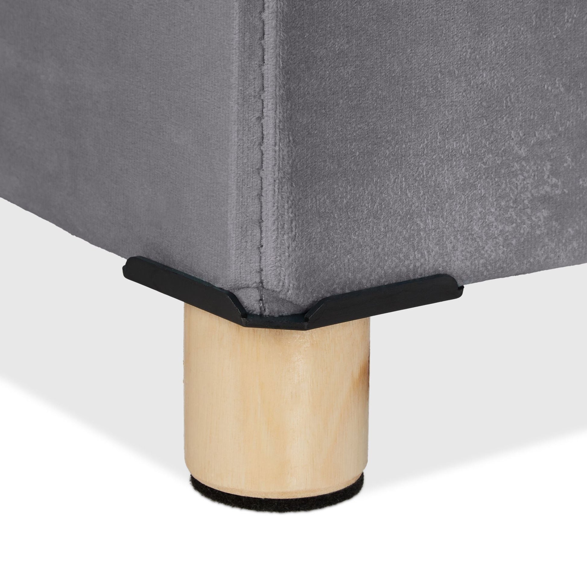Sitzbank mit Samtbezug und Holzfüsse Anthrazit-Hellbraun von Relaxdays
