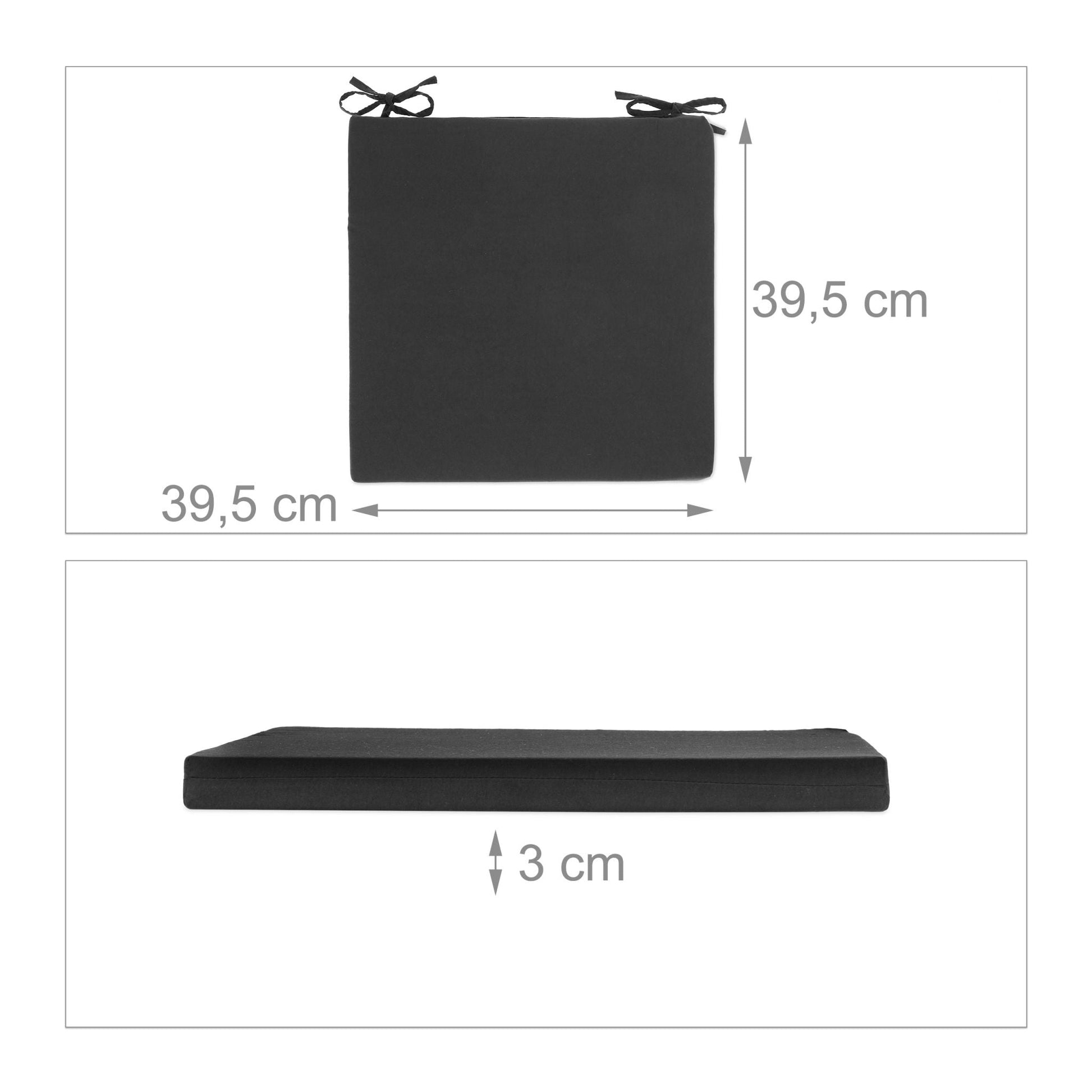 Schwarze Stuhlkissen 4er-Set Schwarz von Relaxdays