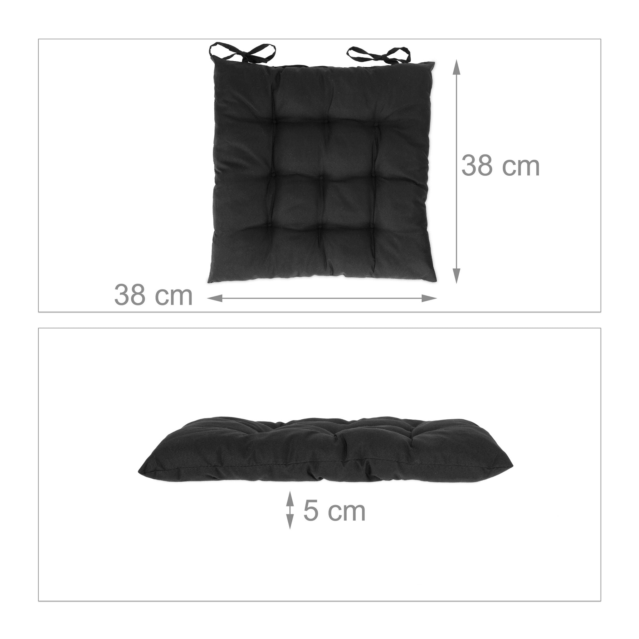 Stuhlkissen 4er-Set Schwarz von Relaxdays