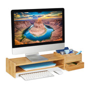 Bambus Monitorständer mit Stauraum Hellbraun von Relaxdays
