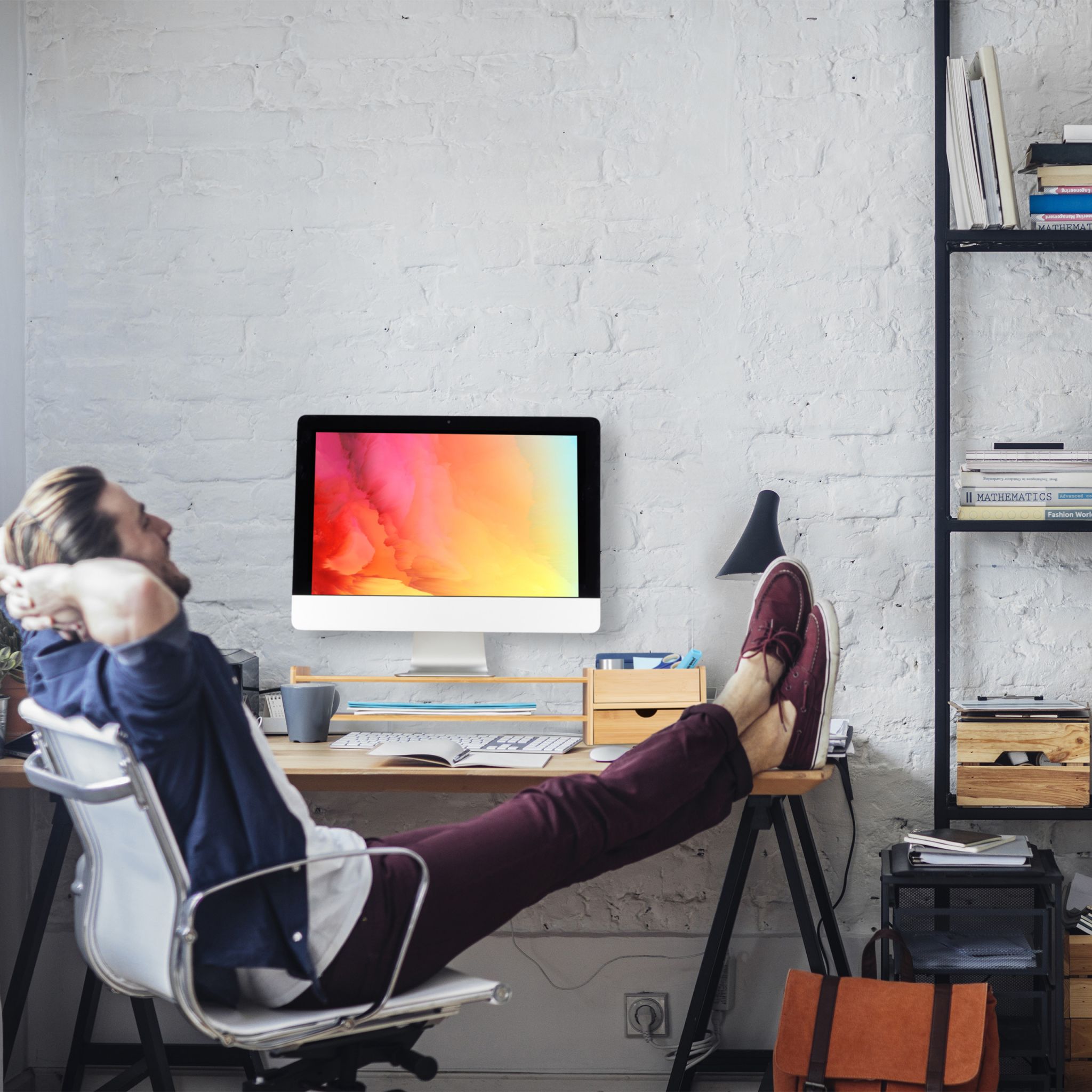 Bambus Monitorständer mit Stauraum Hellbraun von Relaxdays