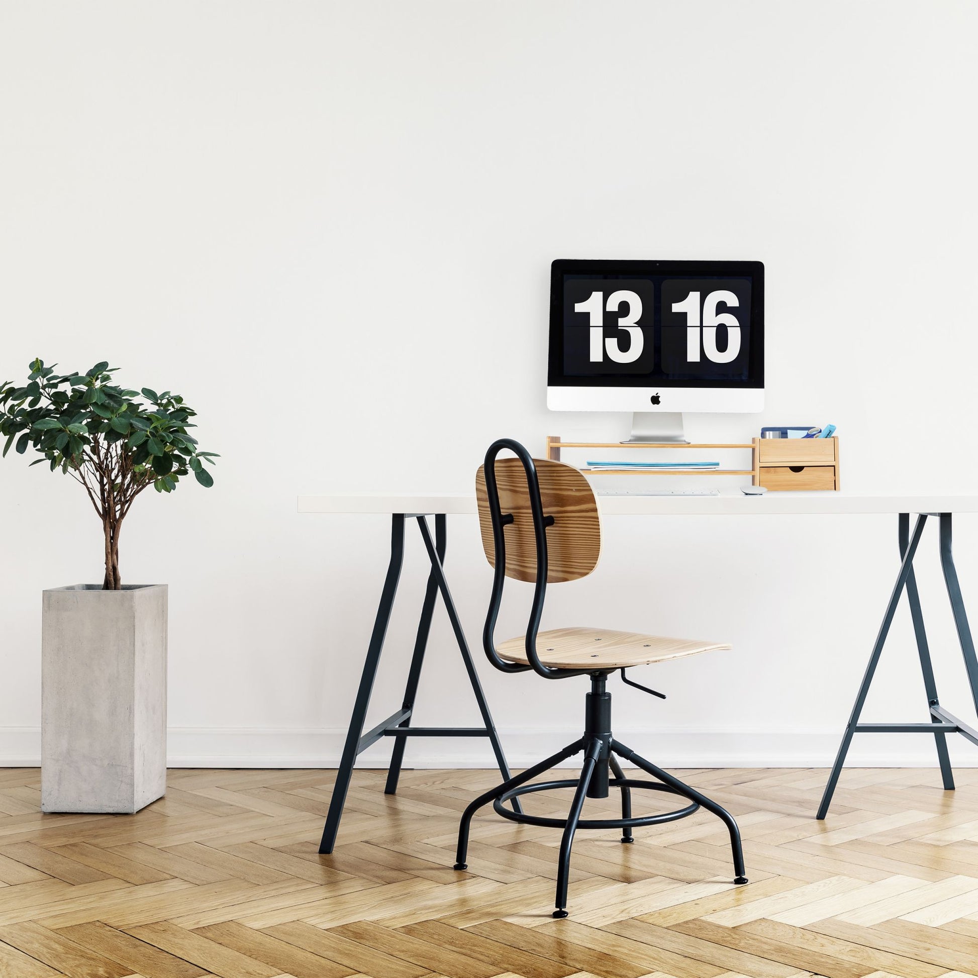Bambus Monitorständer mit Stauraum Hellbraun von Relaxdays