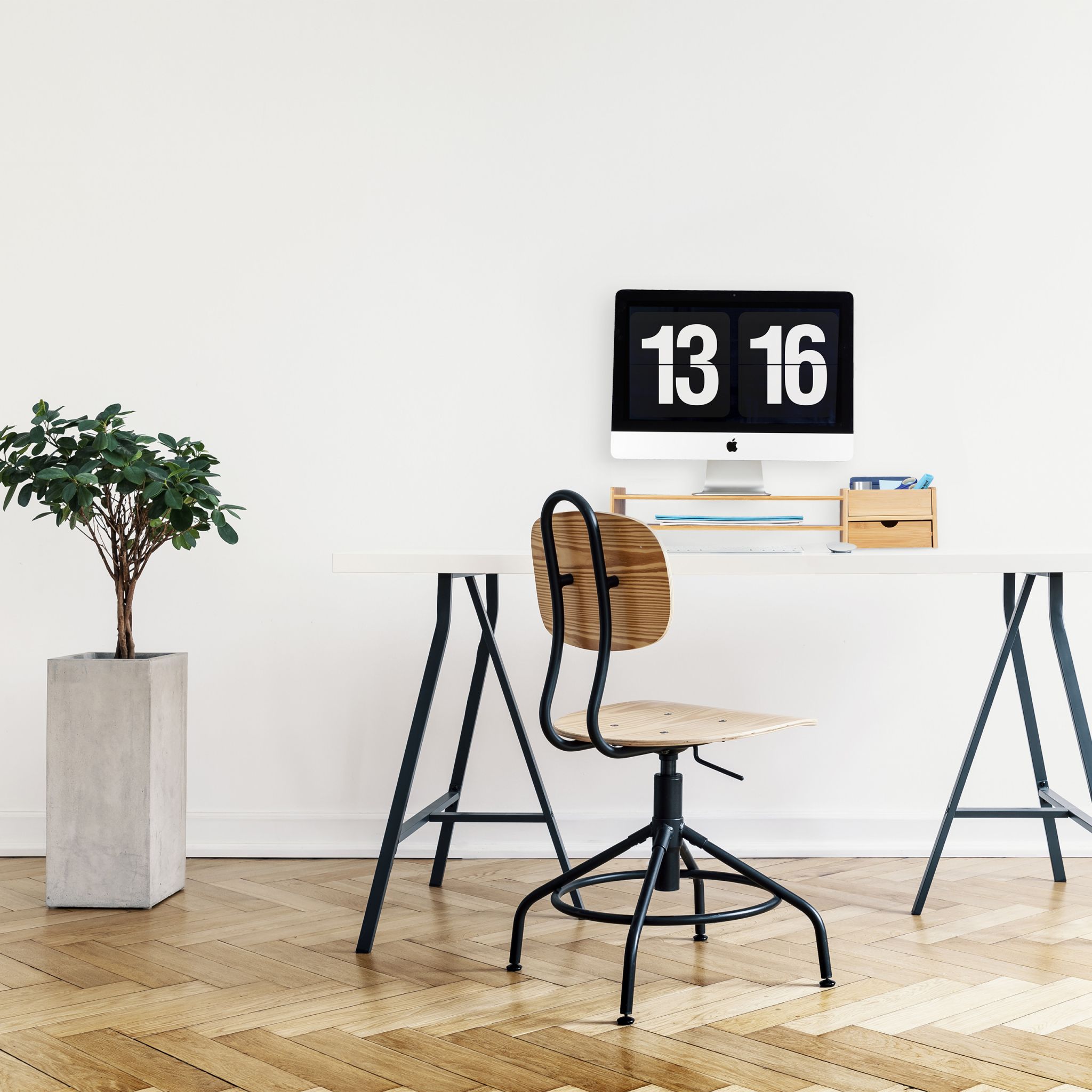 Bambus Monitorständer mit Stauraum Hellbraun von Relaxdays