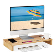 Monitorständer Bambus Hellbraun von Relaxdays