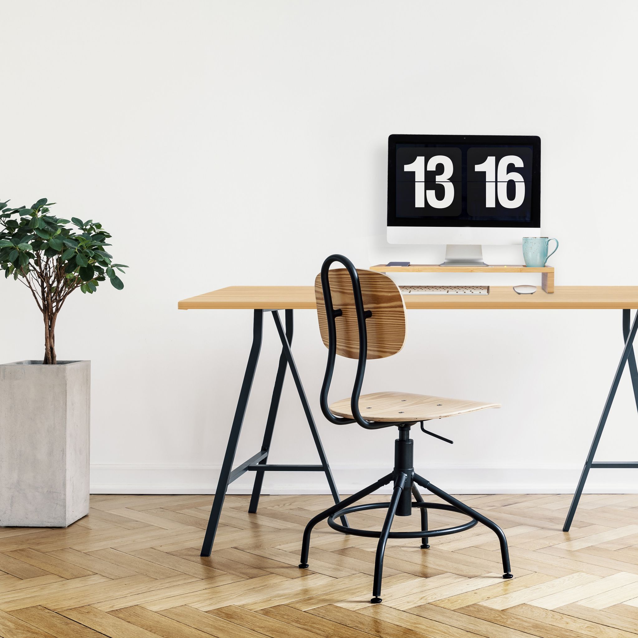 Monitorständer Bambus Hellbraun von Relaxdays