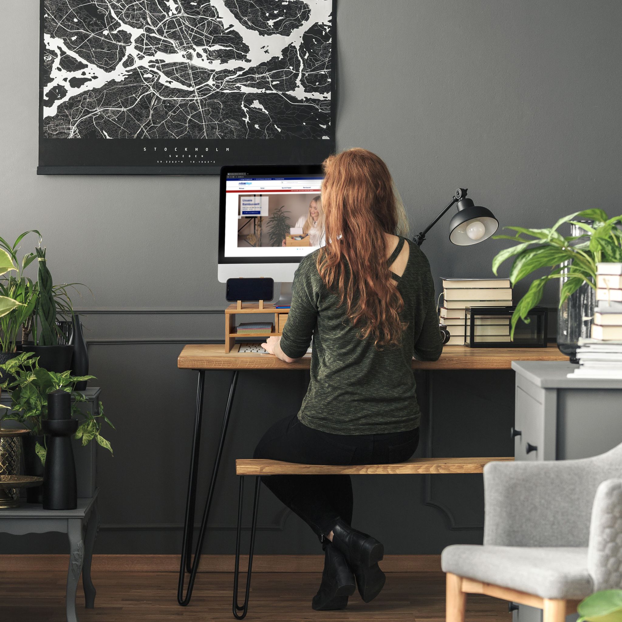 Monitorständer Bambus Hellbraun von Relaxdays