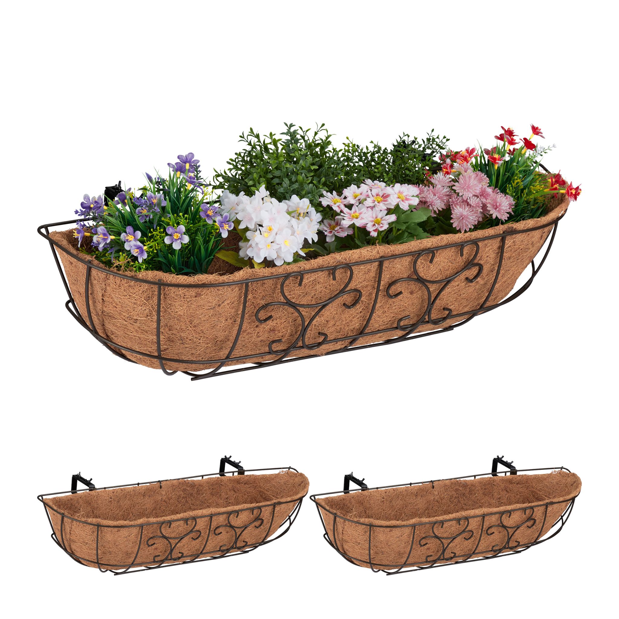 Blumenkasten Balkon 3er-Set Dunkelbraun-Hellbraun von Relaxdays