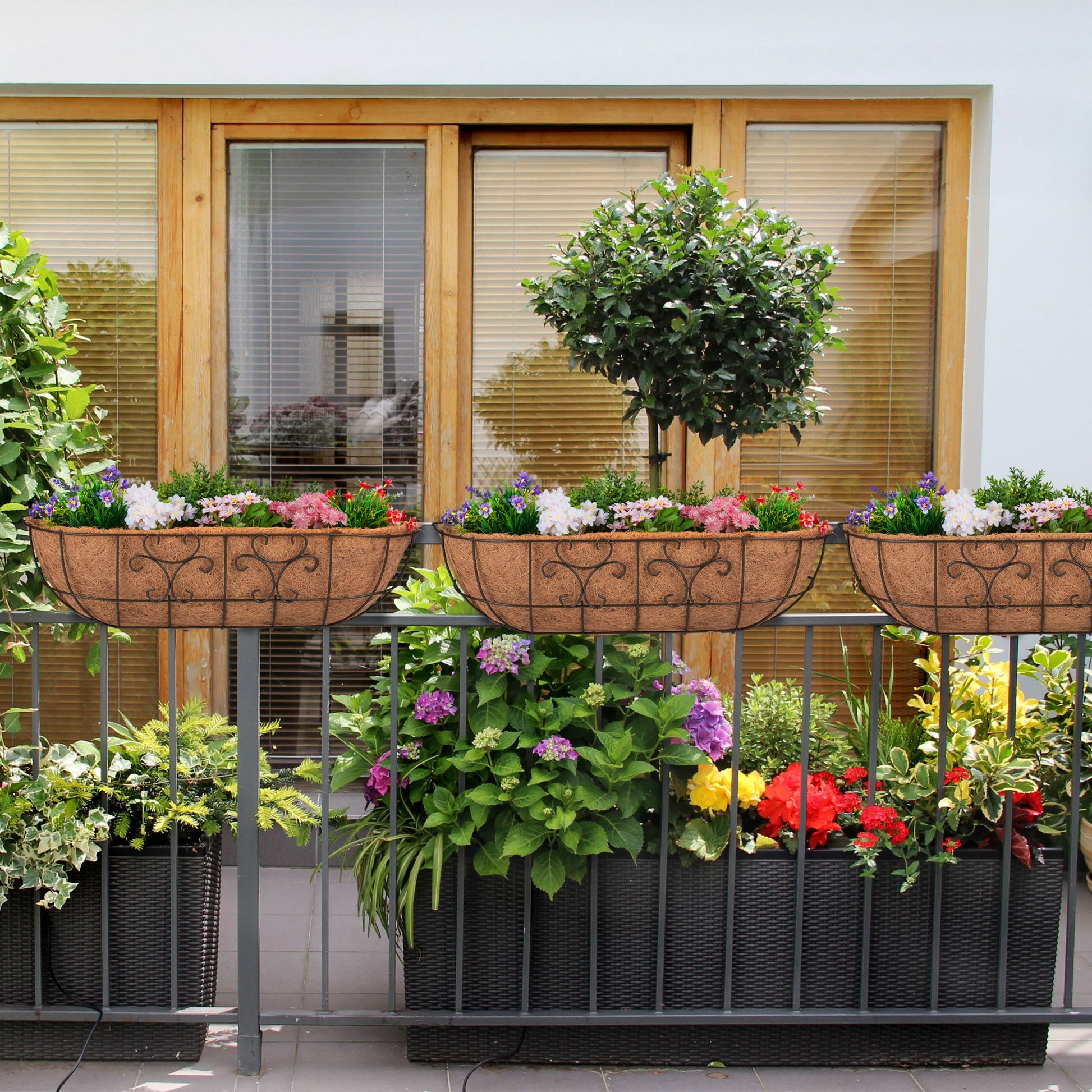 Blumenkasten Balkon 3er-Set Dunkelbraun-Hellbraun von Relaxdays