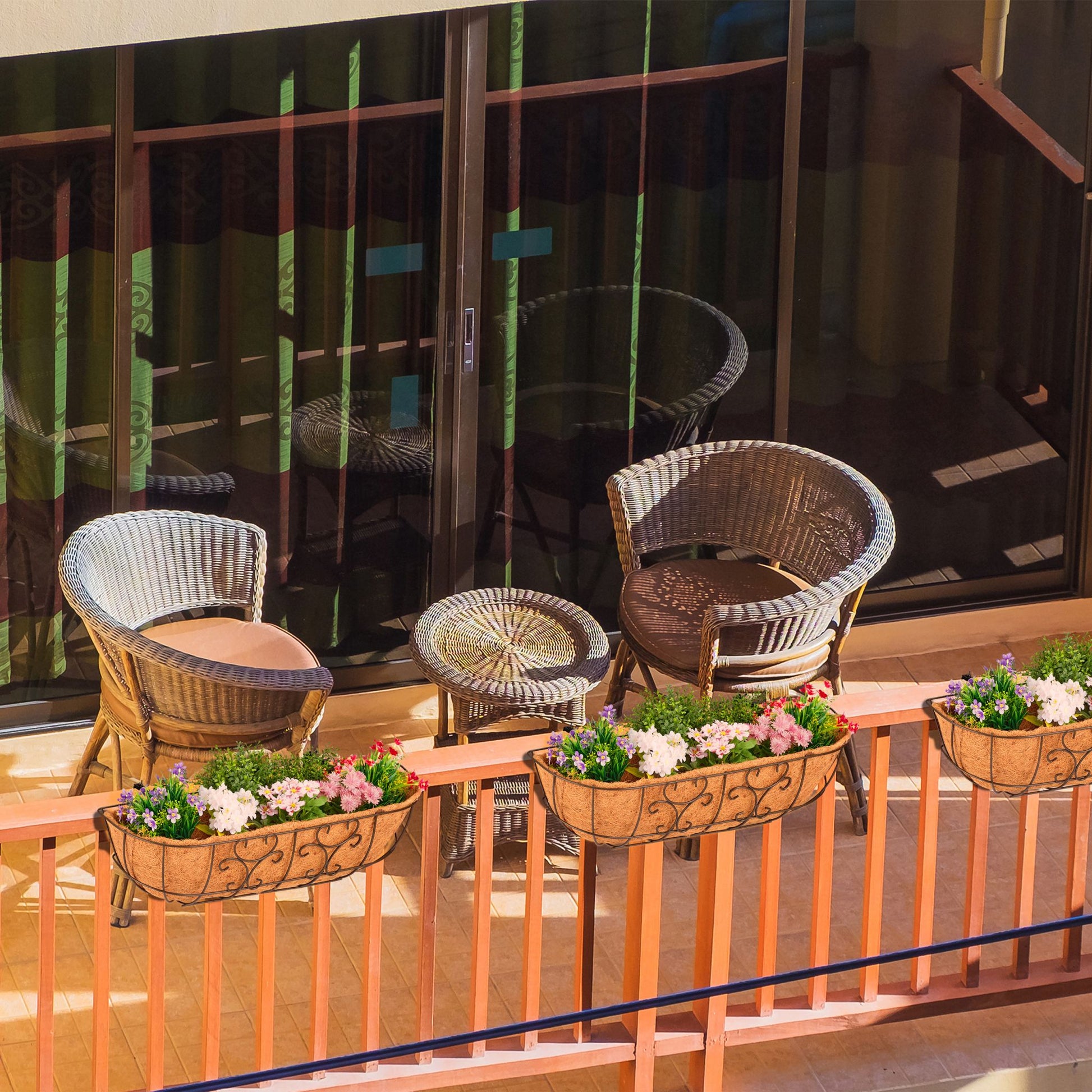 Blumenkasten Balkon 3er-Set Dunkelbraun-Hellbraun von Relaxdays