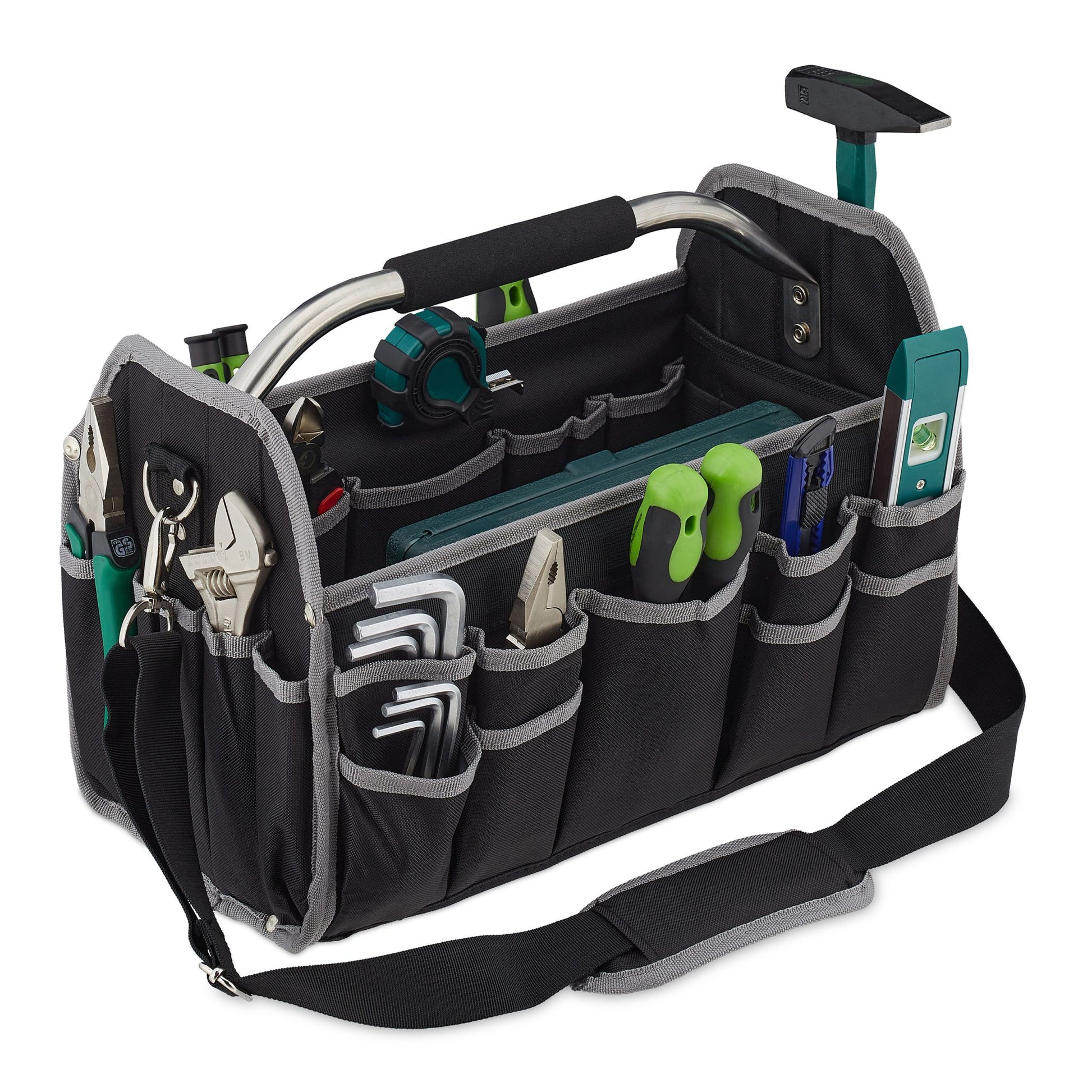 Werkzeugtasche Schwarz-Silber-Grau von Relaxdays