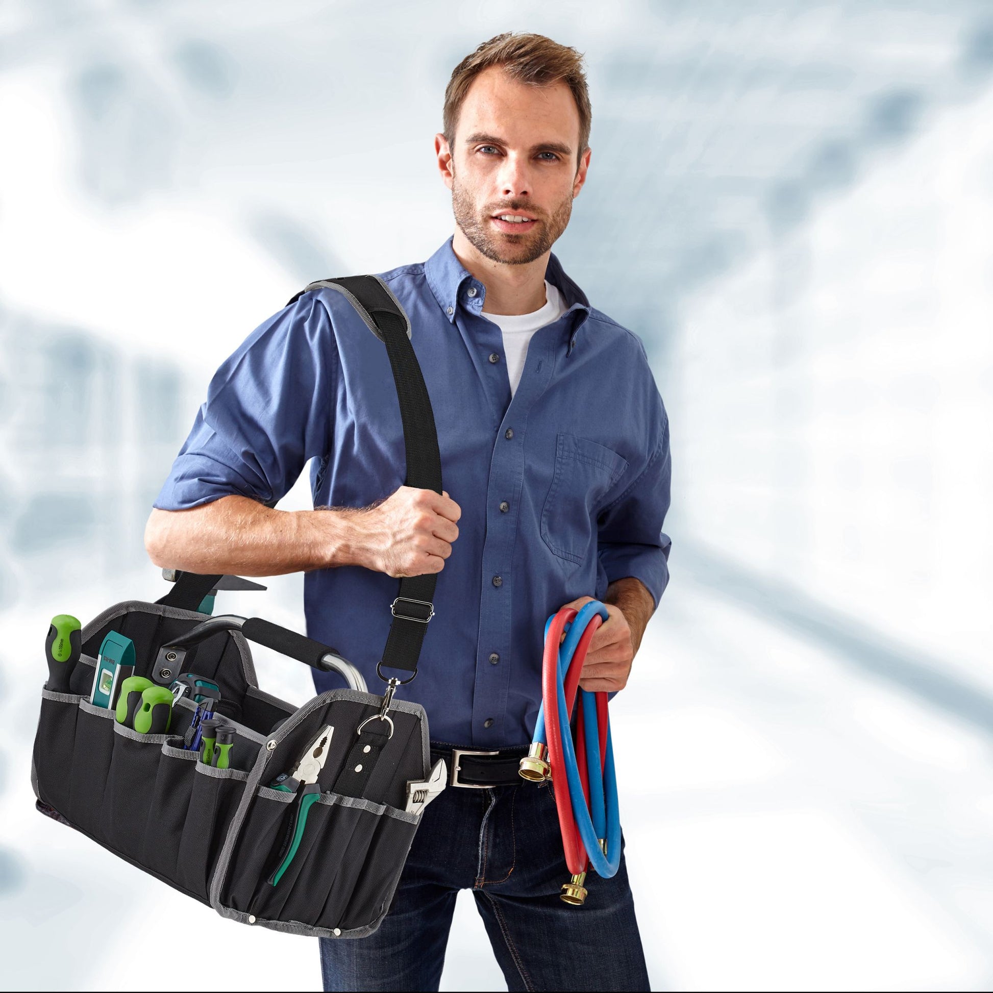 Werkzeugtasche Schwarz-Silber-Grau von Relaxdays