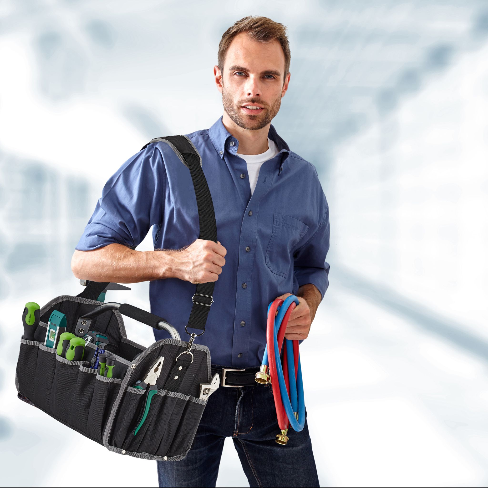 Werkzeugtasche Schwarz-Silber-Grau von Relaxdays